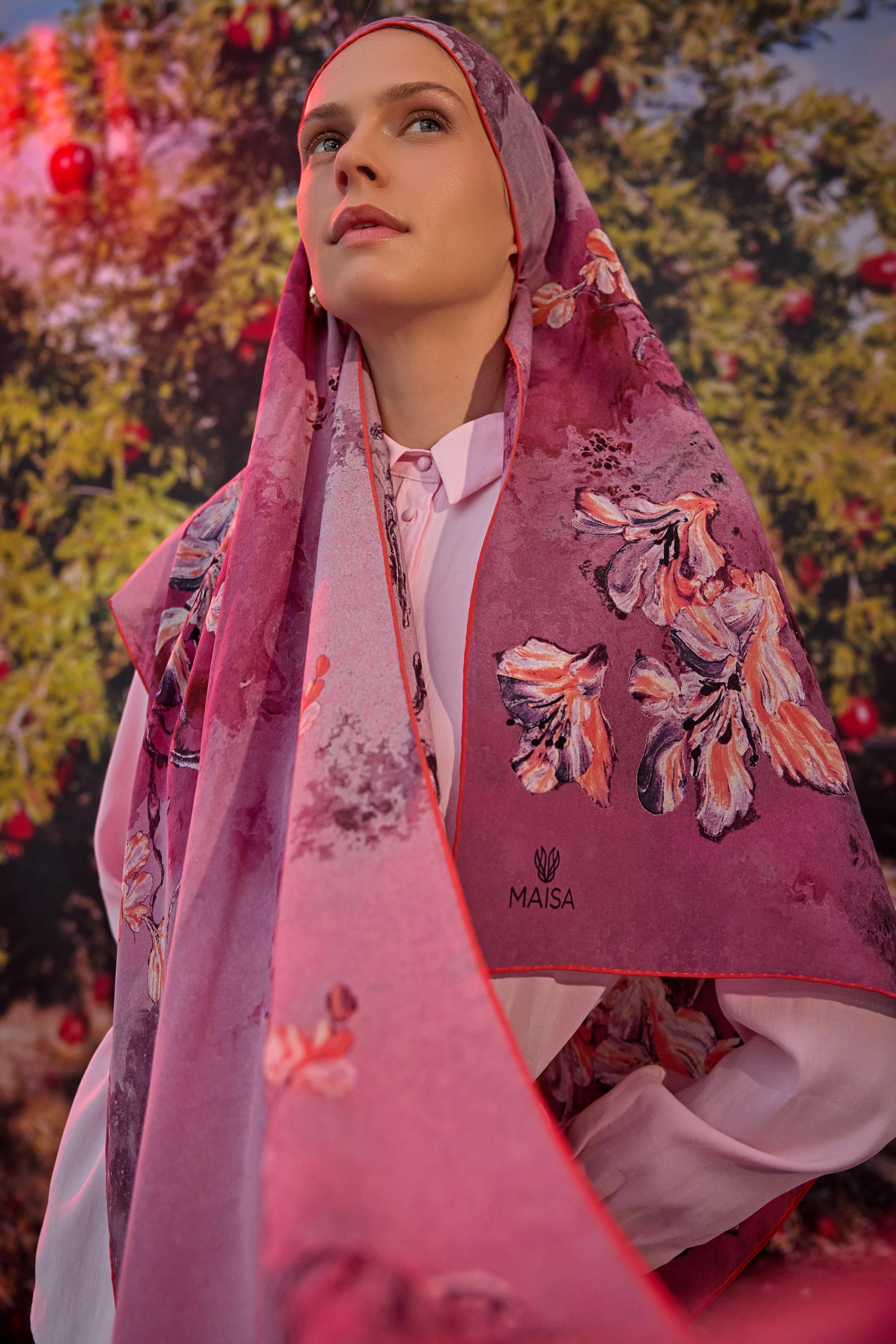 NARİN KREP İPEK ŞAL 70*190 CM - PEMBE