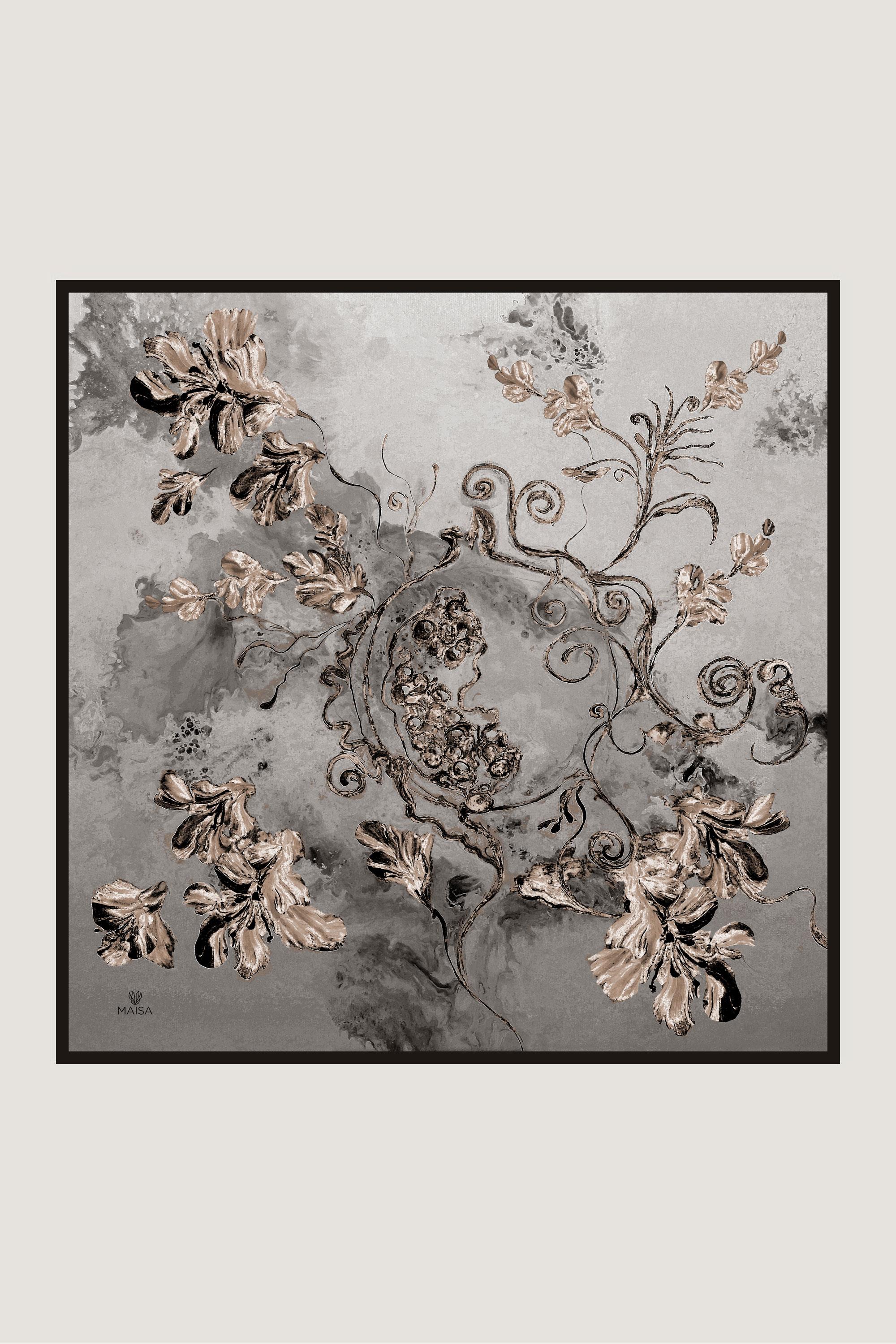 NARİN TİVİL İPEK EŞARP 90*90 CM - GRİ