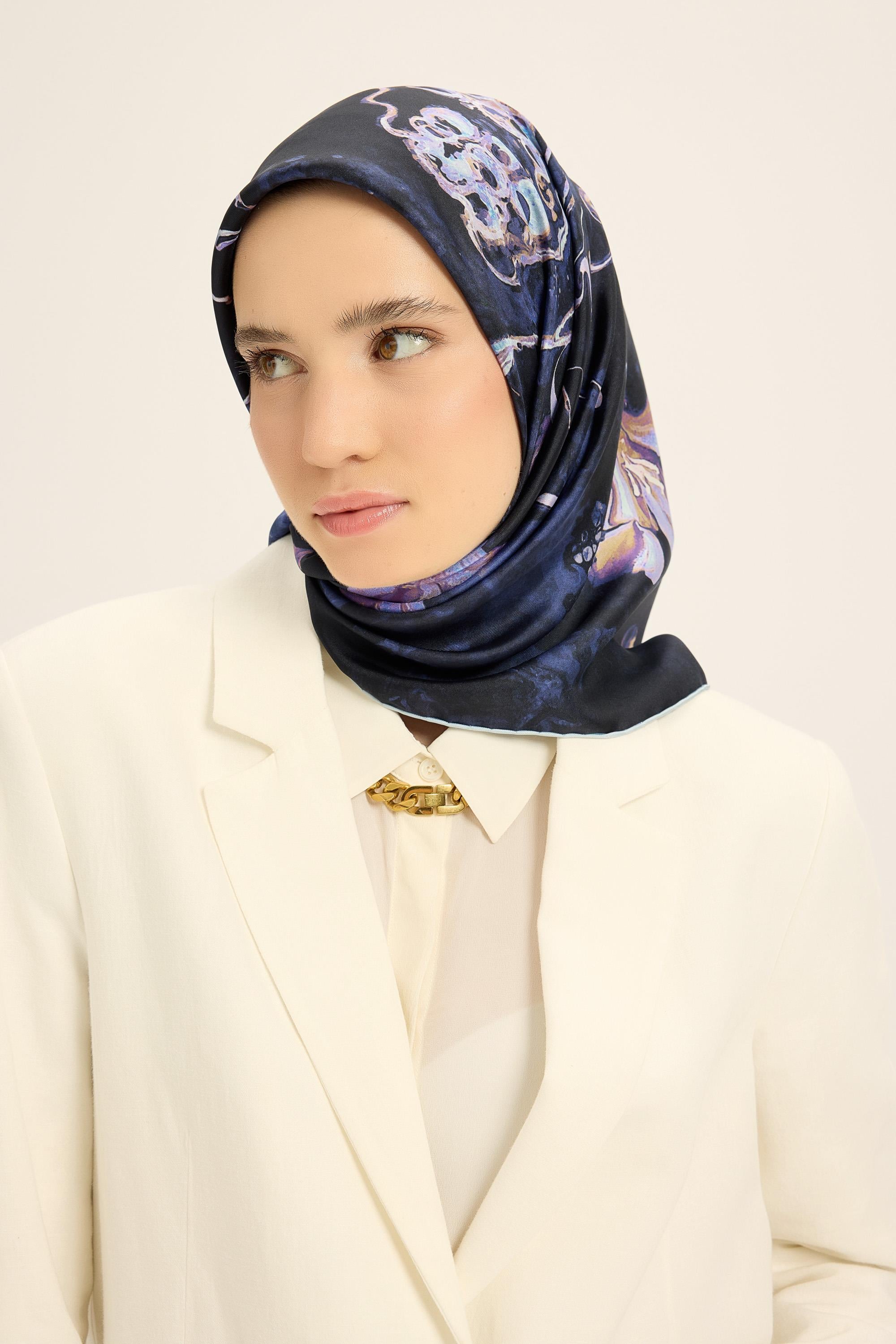 NARİN TİVİL İPEK EŞARP 90*90 CM - MOR