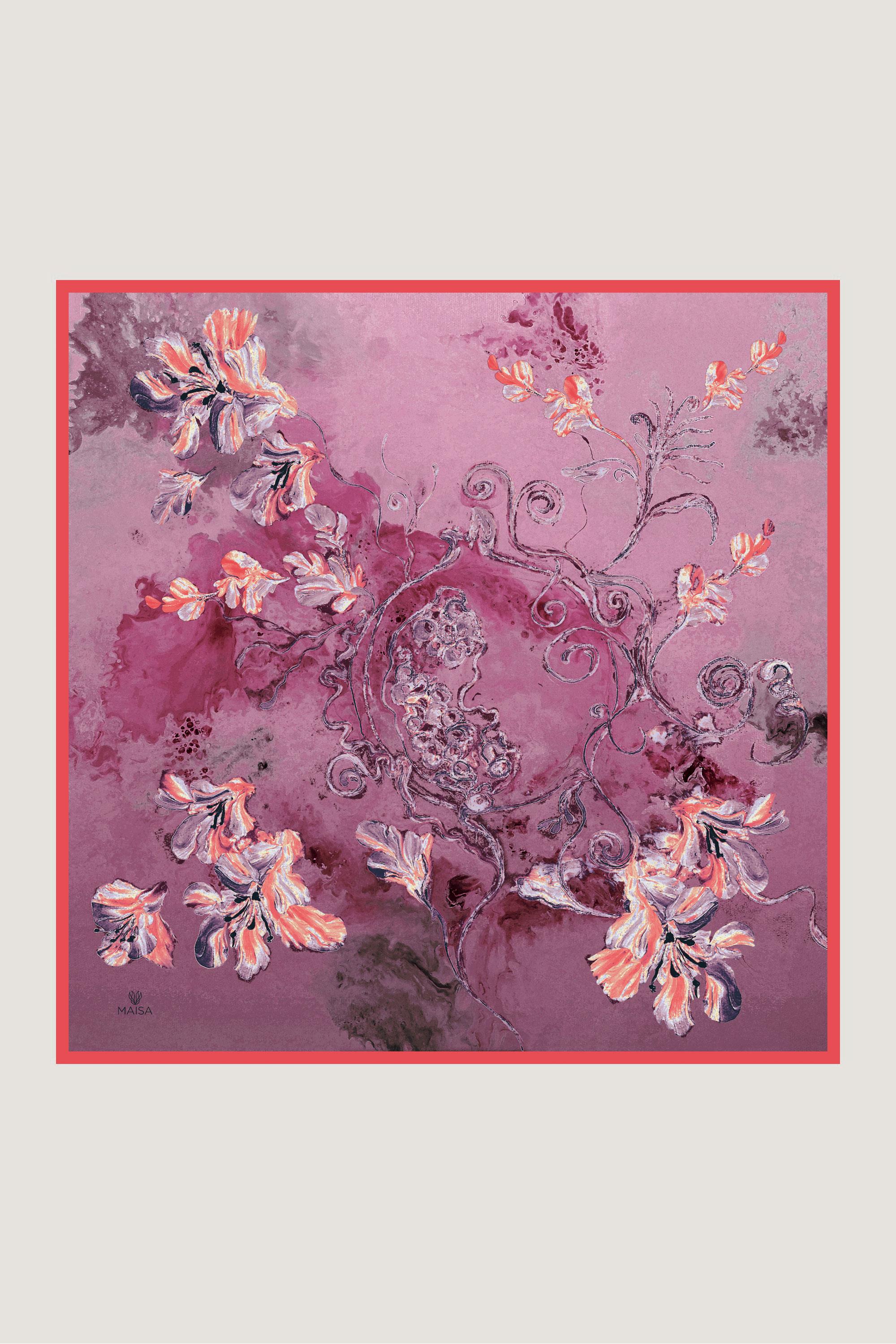 NARİN TİVİL İPEK EŞARP 90*90 CM - PEMBE