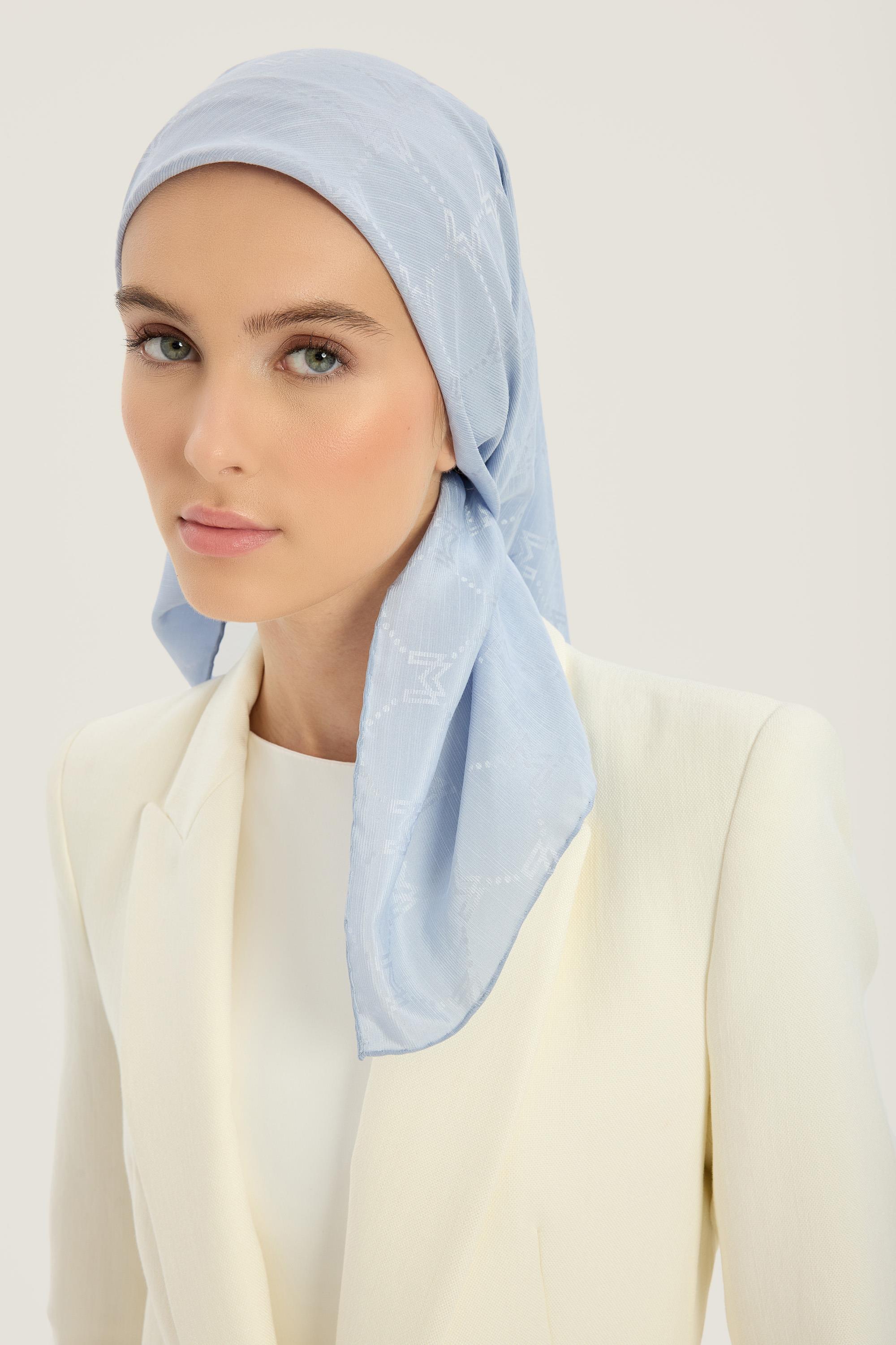 NEDA PAMUK İPEK EŞARP 90*90 CM - AÇIK MAVİ