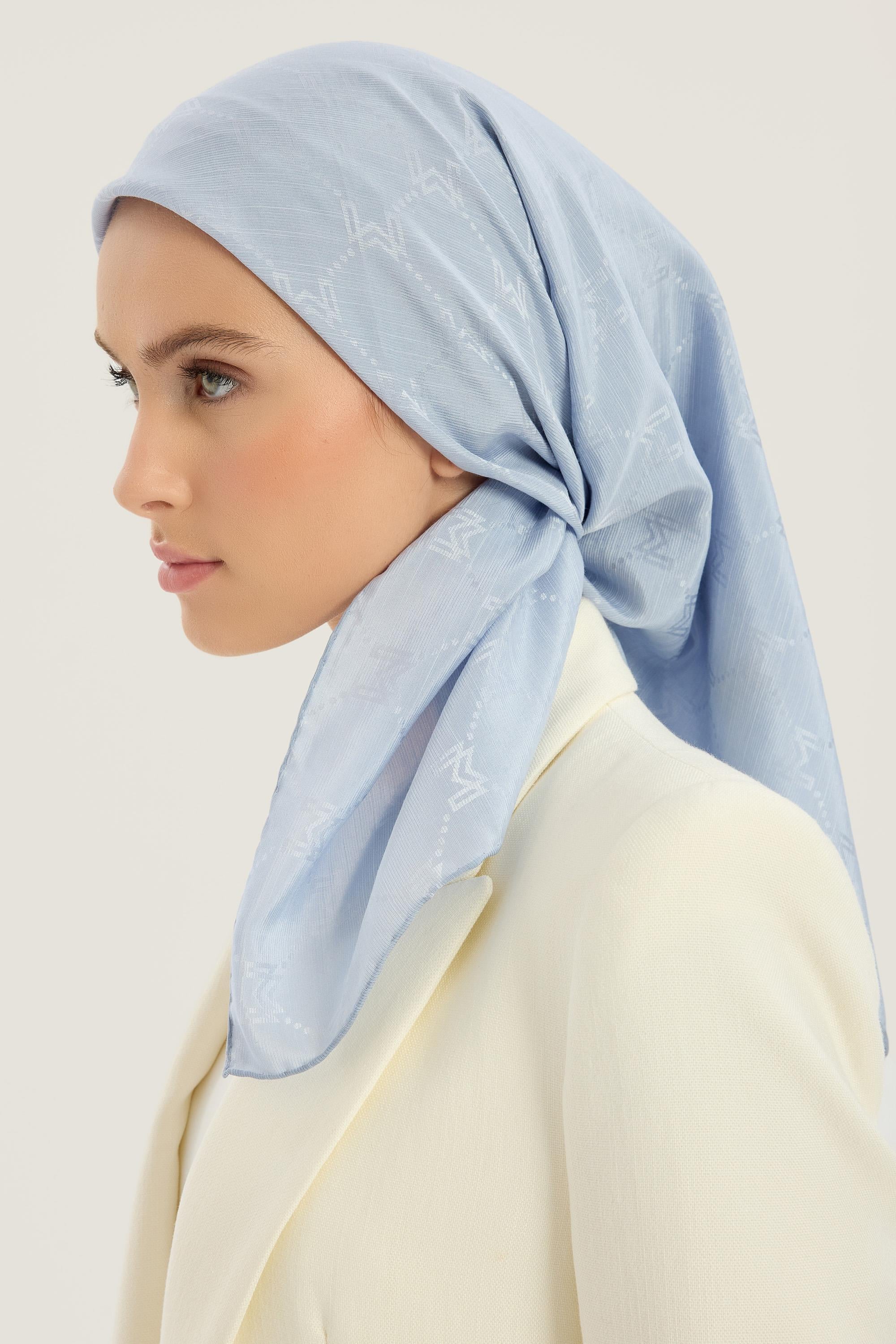 NEDA PAMUK İPEK EŞARP 90*90 CM - AÇIK MAVİ