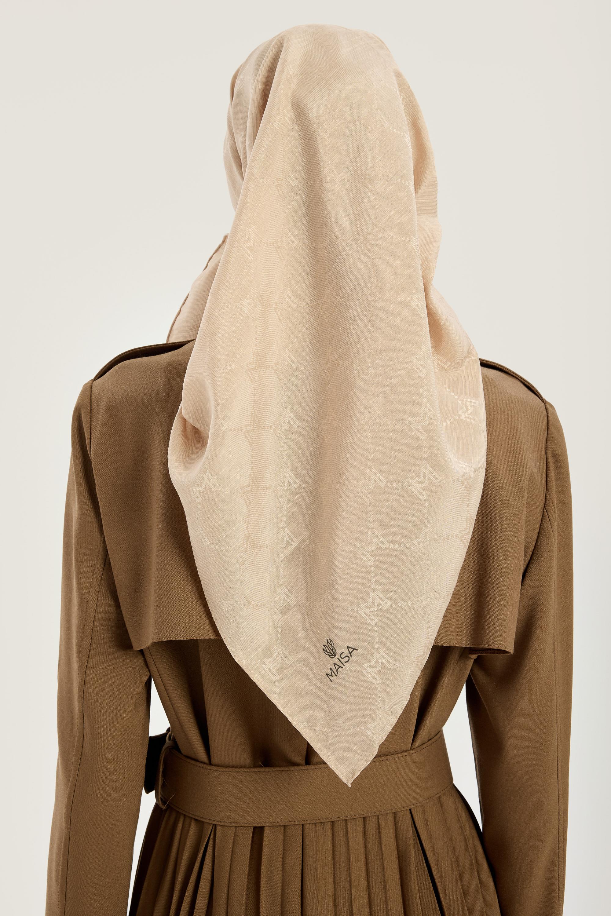 NEDA PAMUK İPEK EŞARP 90*90 CM - BEJ