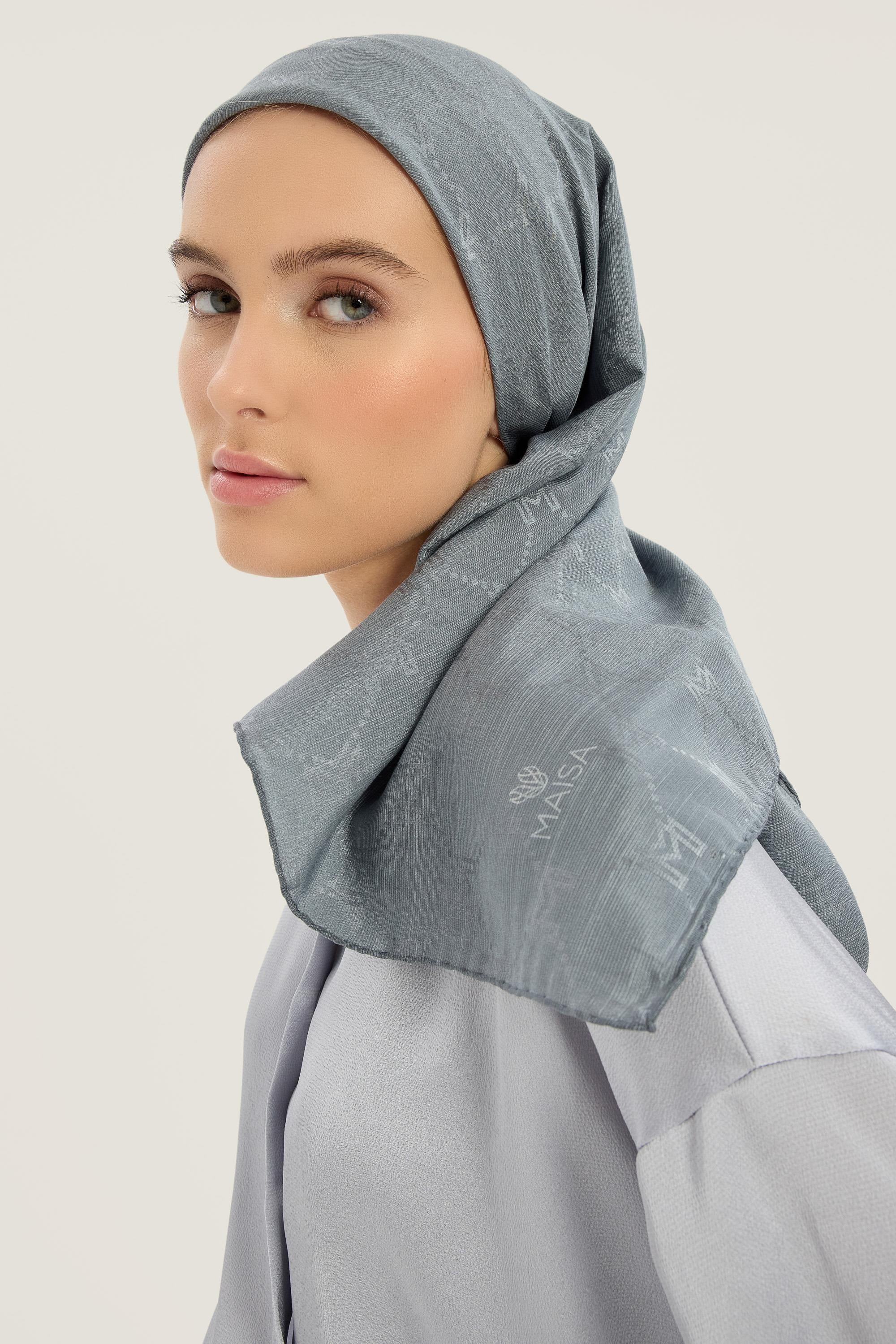 NEDA PAMUK İPEK EŞARP 90*90 CM - GRİ