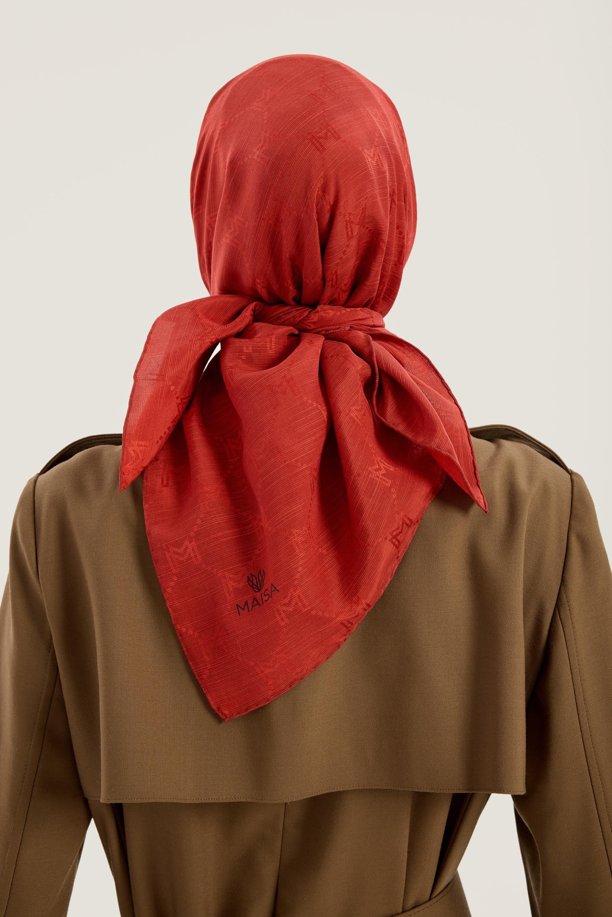 NEDA PAMUK İPEK EŞARP 90*90 CM - KİREMİT