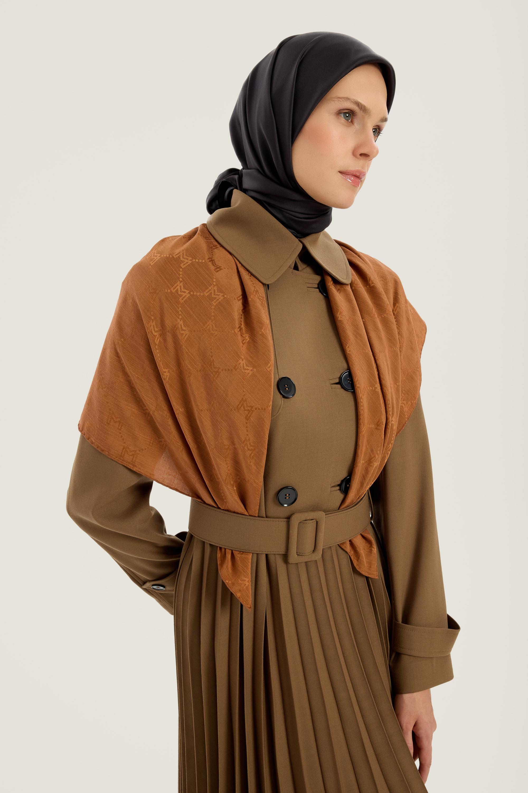 NEDA PAMUK İPEK EŞARP 90*90 CM - TABA