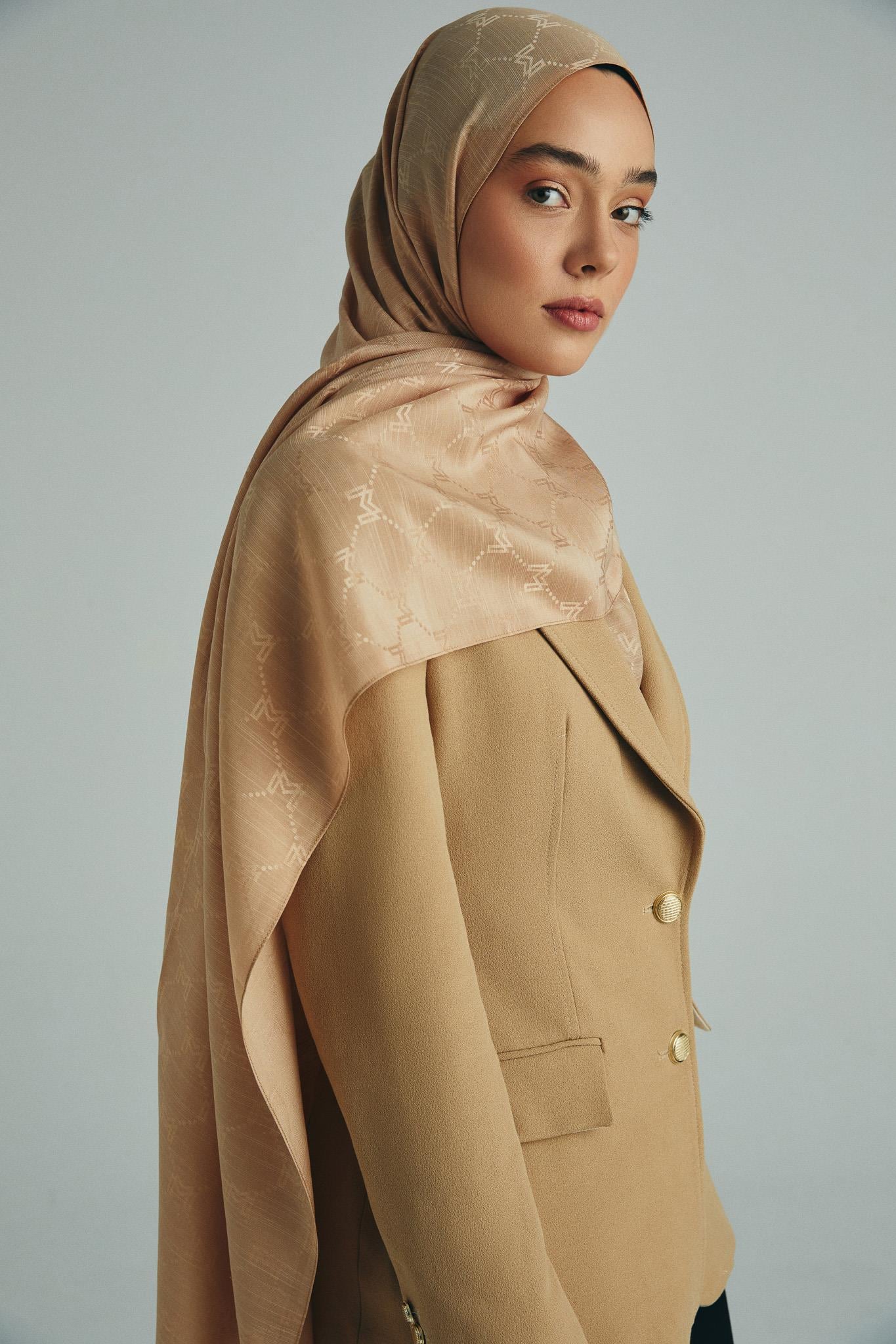 NEDA PAMUK İPEK ŞAL 70*190 CM - BEJ