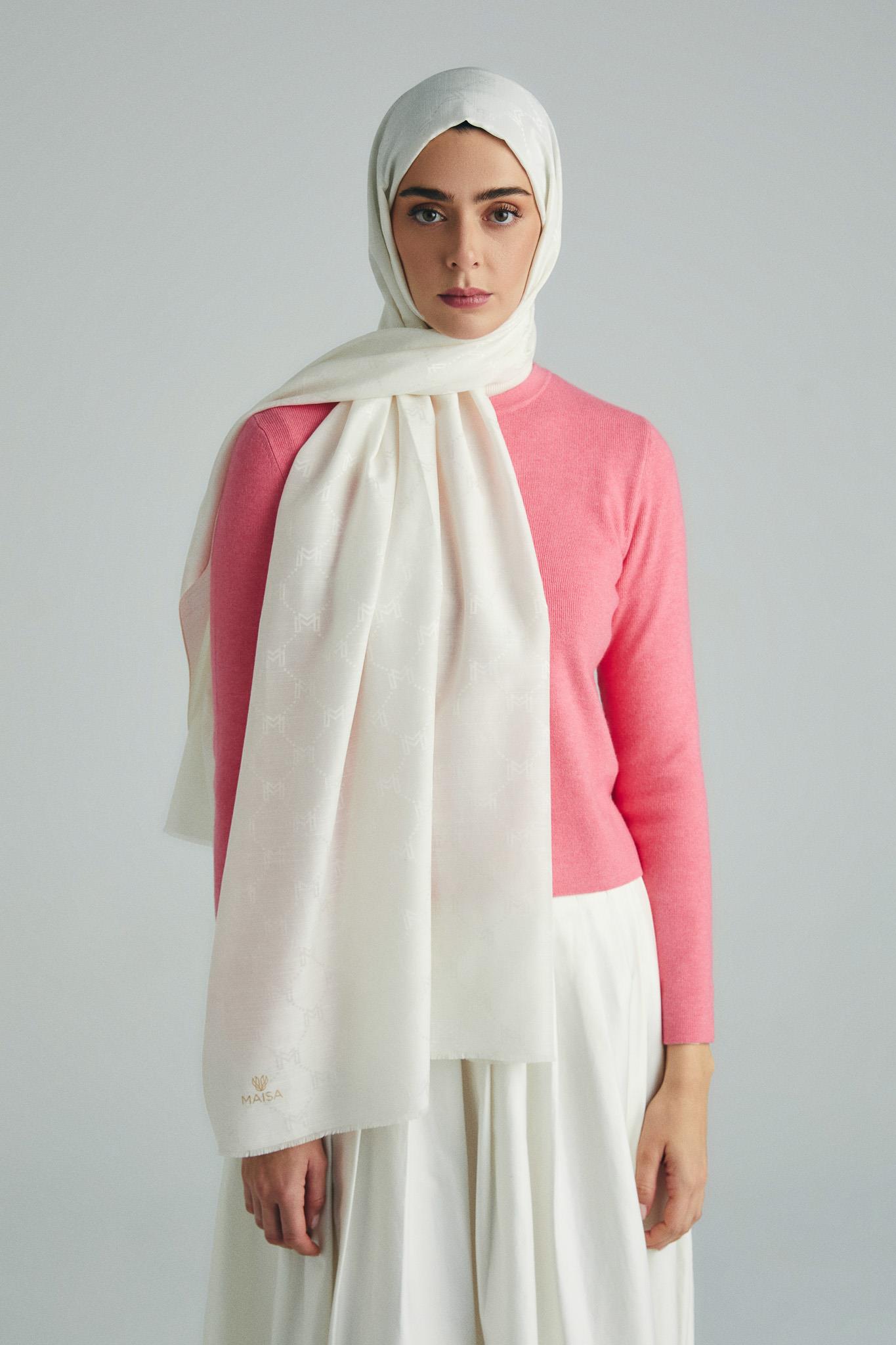 NEDA PAMUK İPEK ŞAL 70*190 CM - EKRU