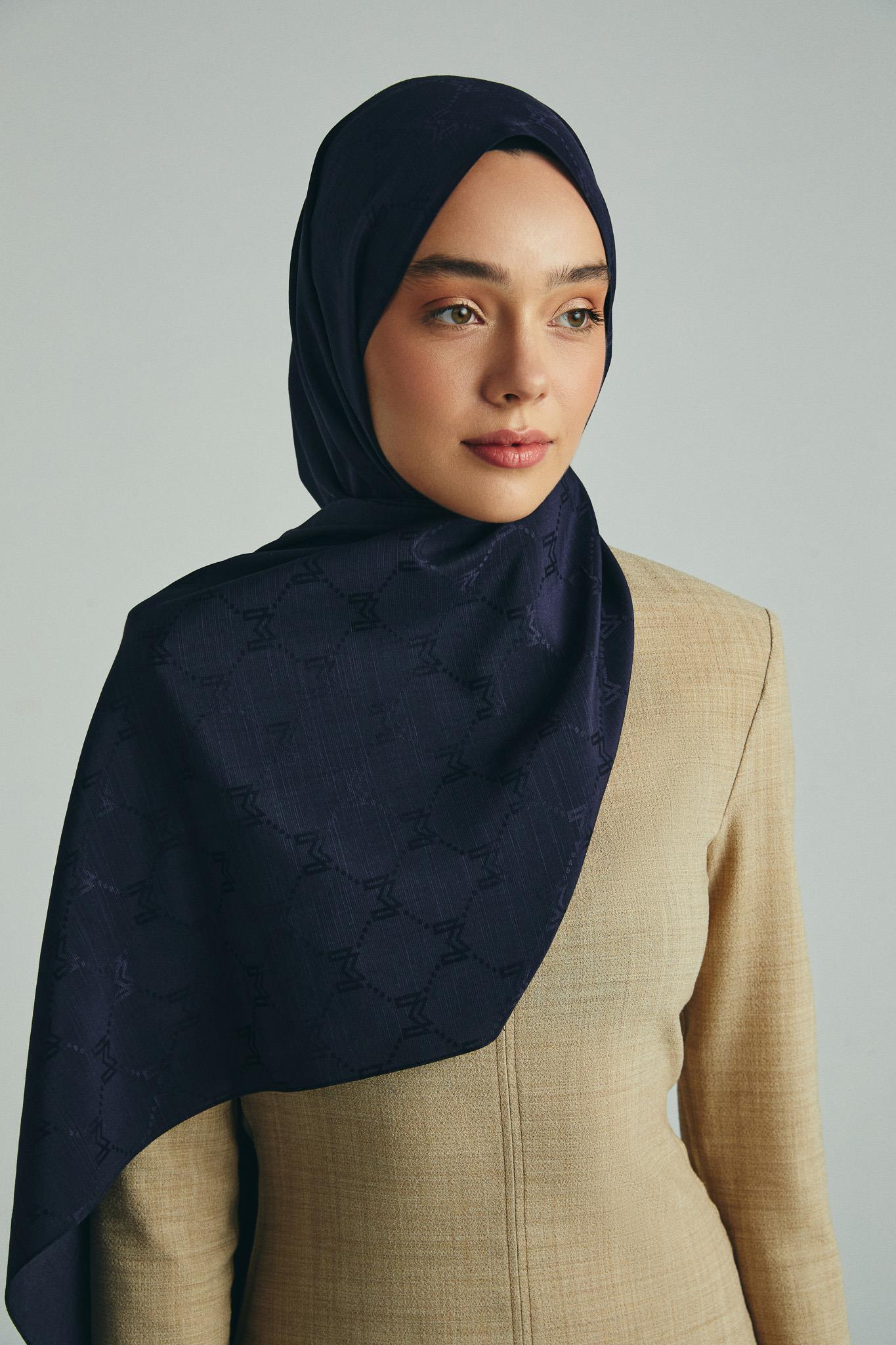 NEDA PAMUK İPEK ŞAL 70*190 CM - LACİVERT