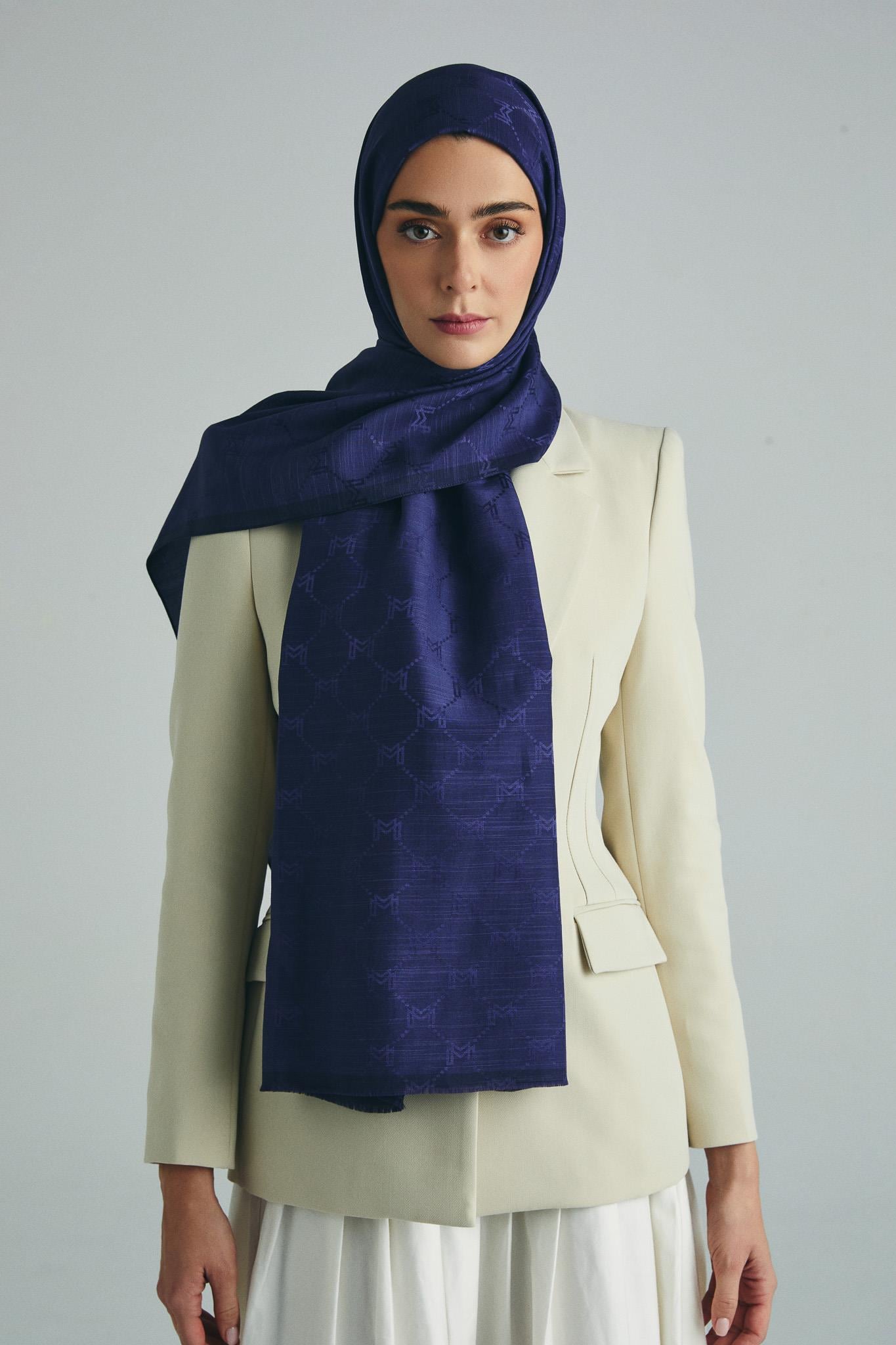 NEDA PAMUK İPEK ŞAL 70*190 CM - MORCİVERT