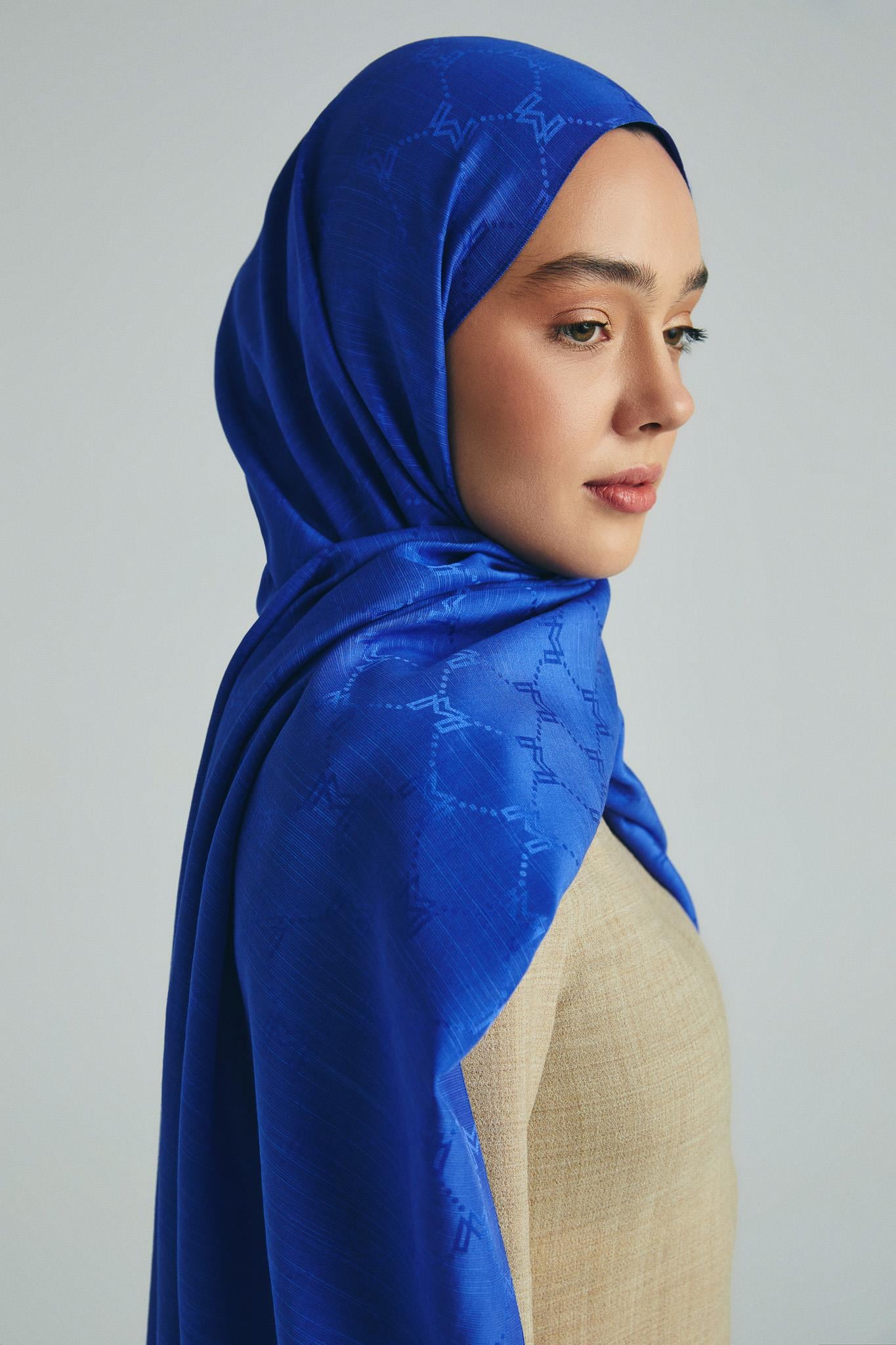 NEDA PAMUK İPEK ŞAL 70*190 CM - SAKS