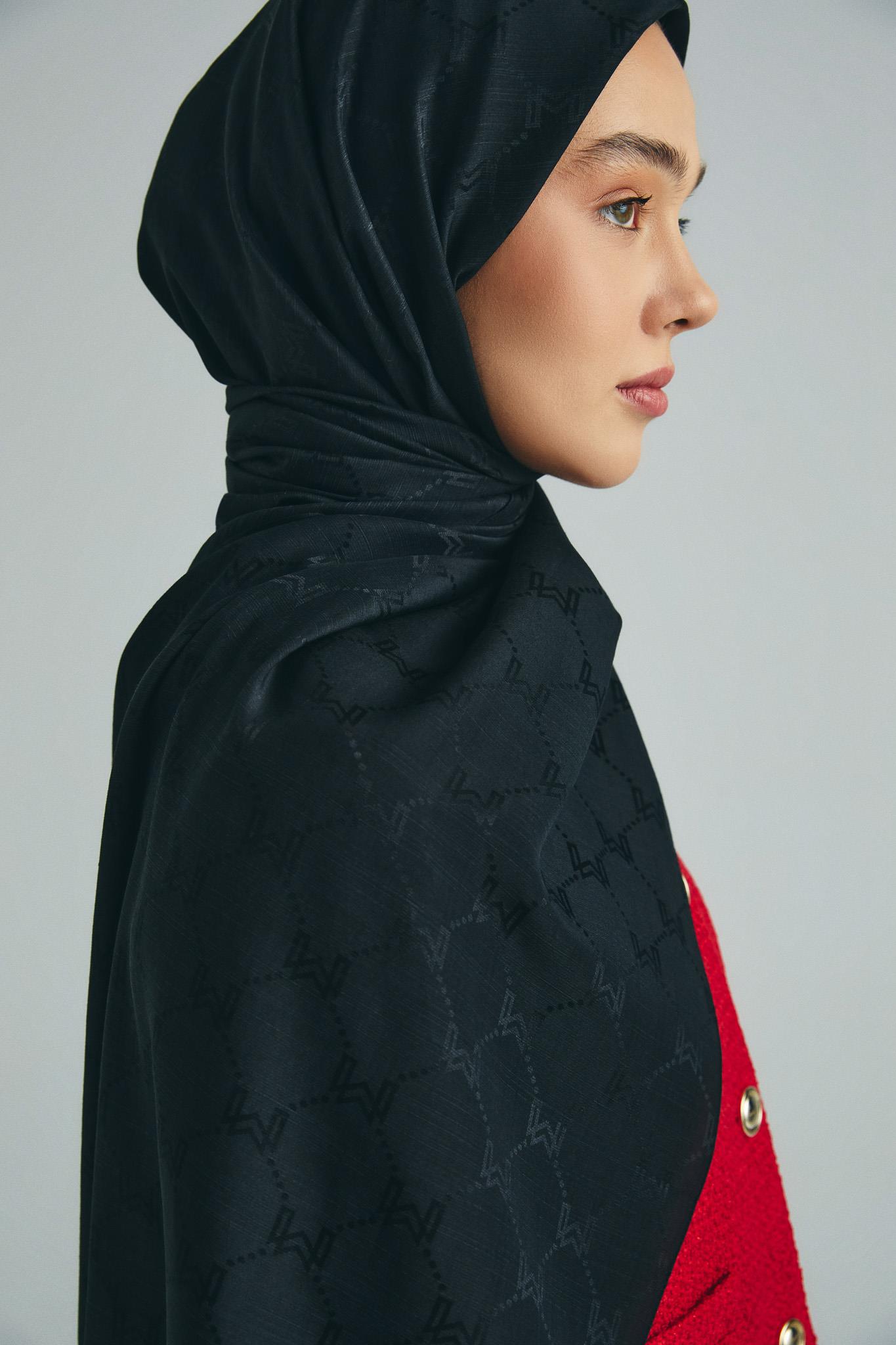 NEDA PAMUK İPEK ŞAL 70*190 CM - SİYAH