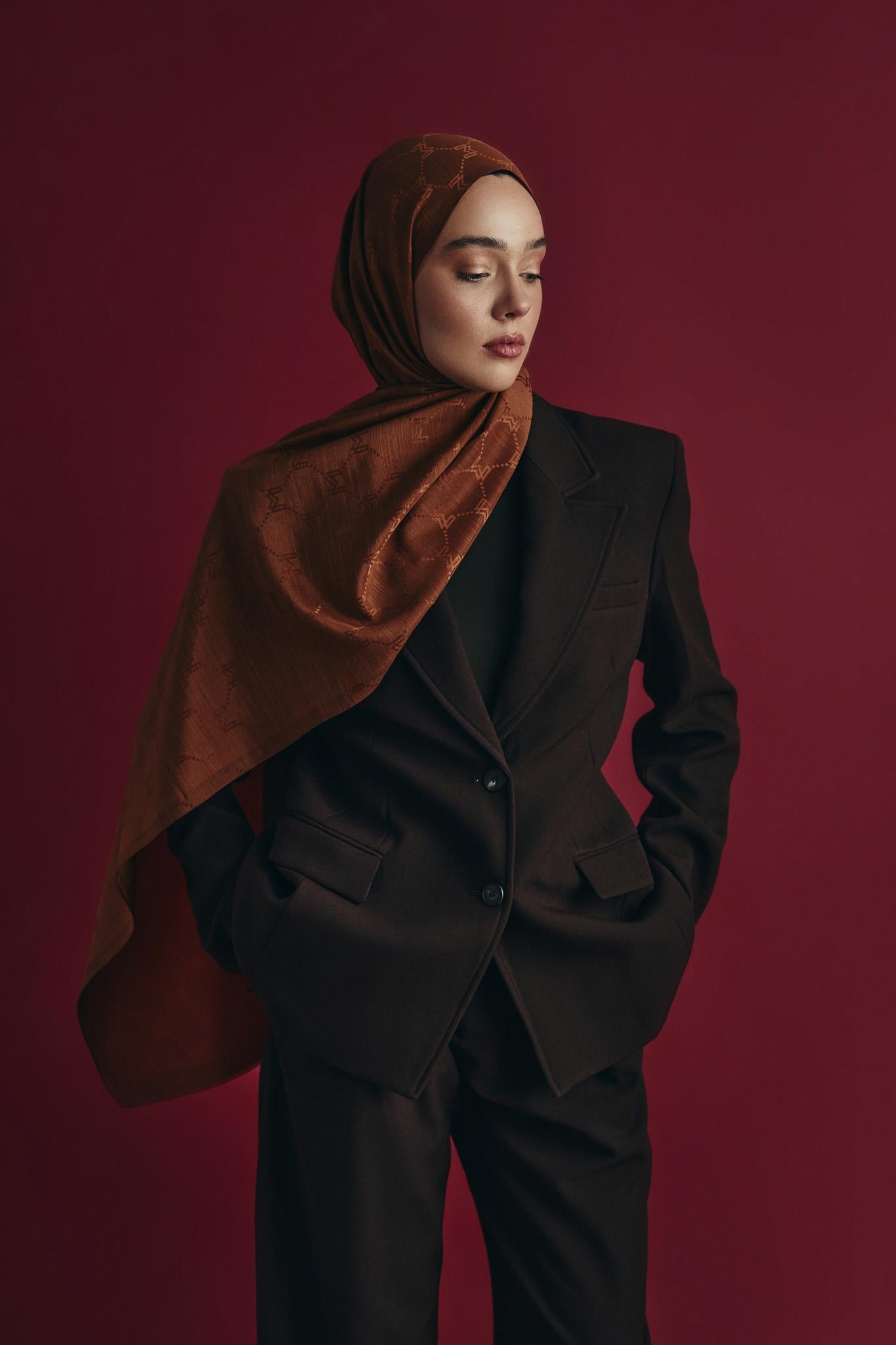NEDA PAMUK İPEK ŞAL 70*190 CM - TARÇIN
