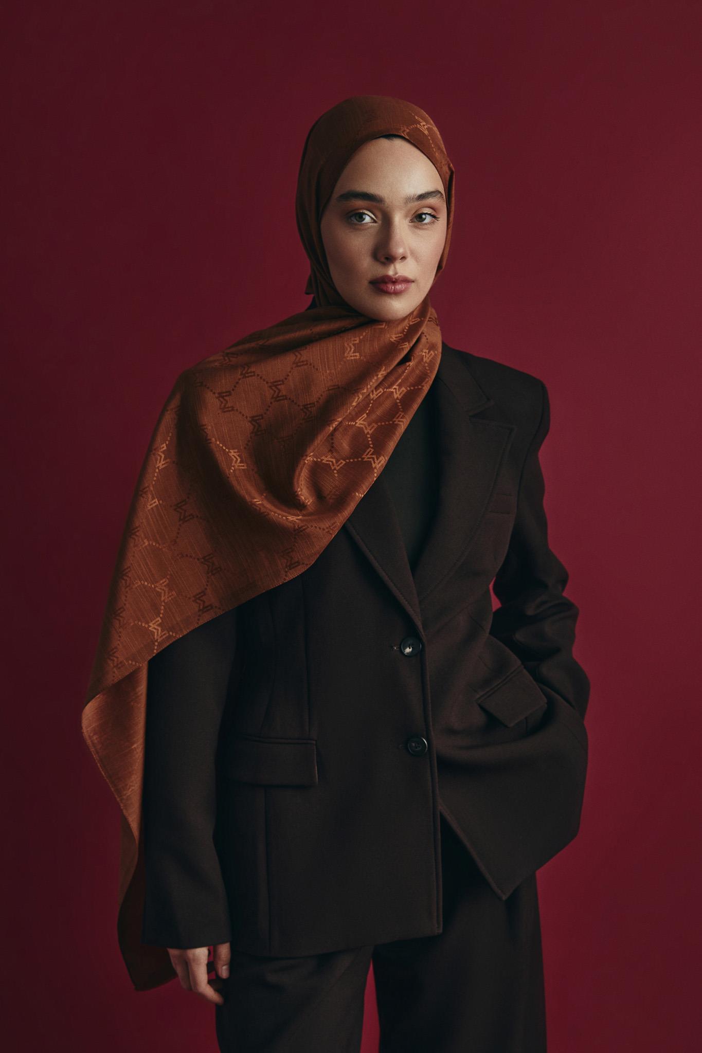 NEDA PAMUK İPEK ŞAL 70*190 CM - TARÇIN