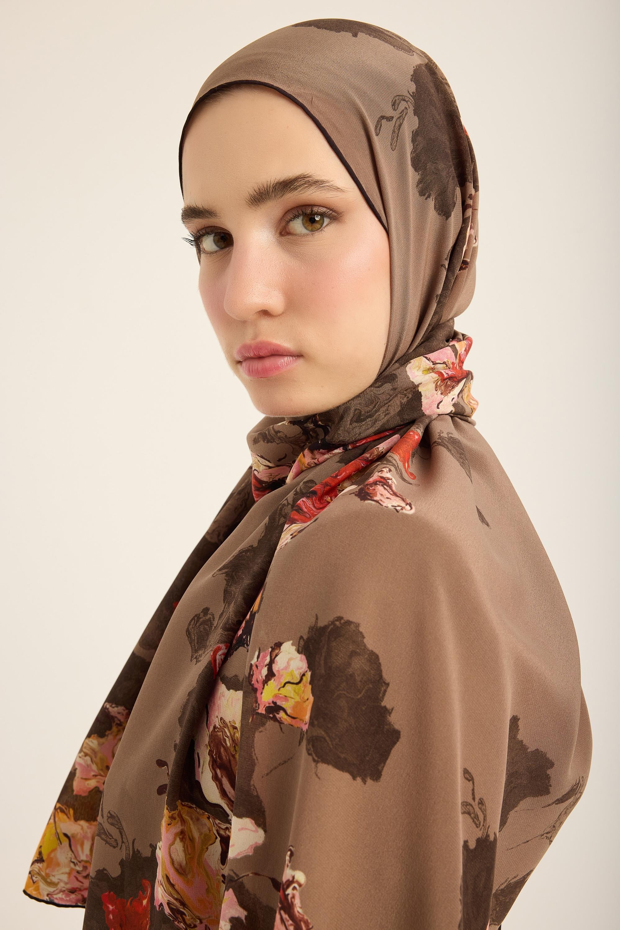 NEVBAHAR KREP İPEK ŞAL 70*190 CM - CAMEL