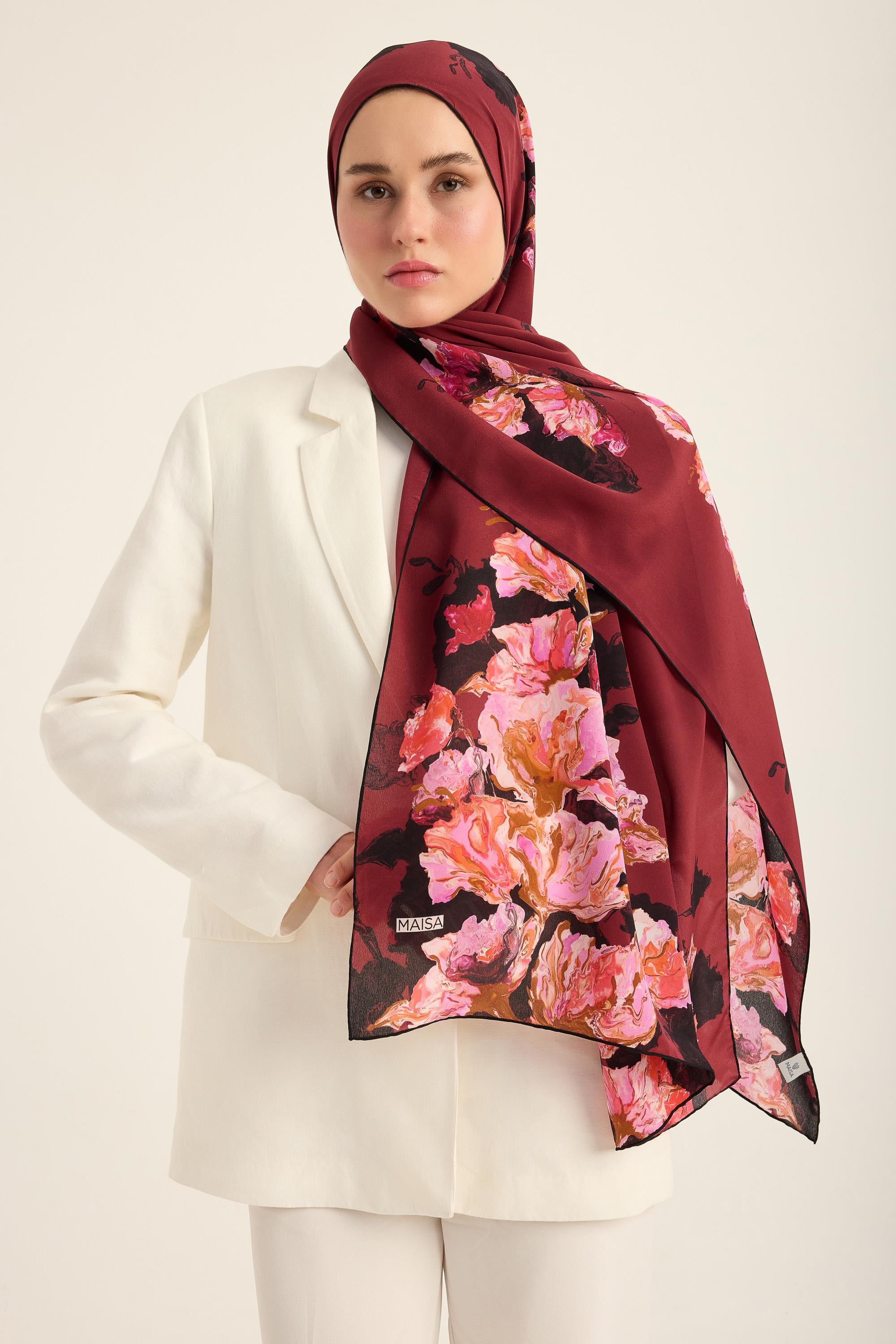 NEVBAHAR KREP İPEK ŞAL 70*190 CM - MÜRDÜM