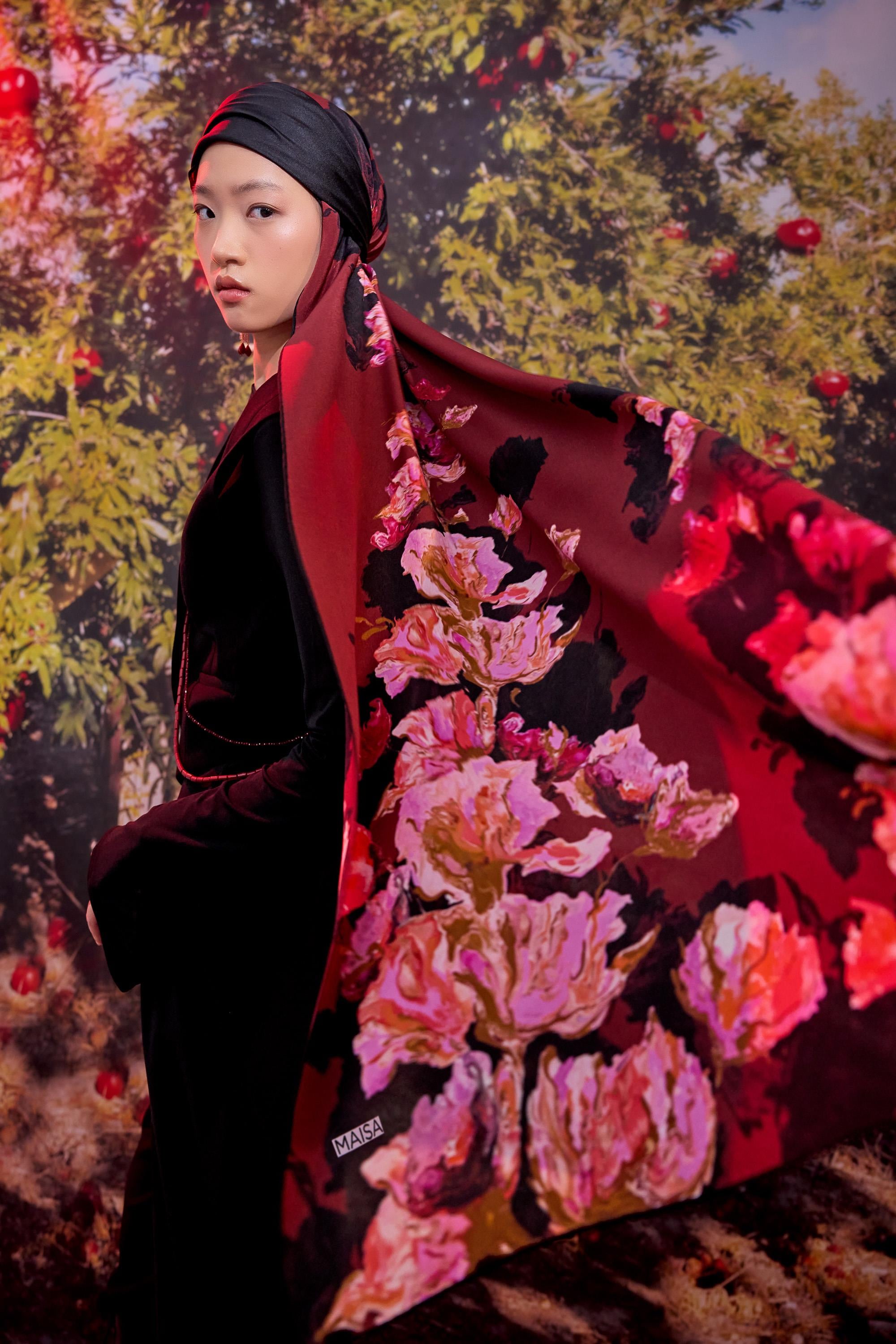 NEVBAHAR KREP İPEK ŞAL 70*190 CM - MÜRDÜM