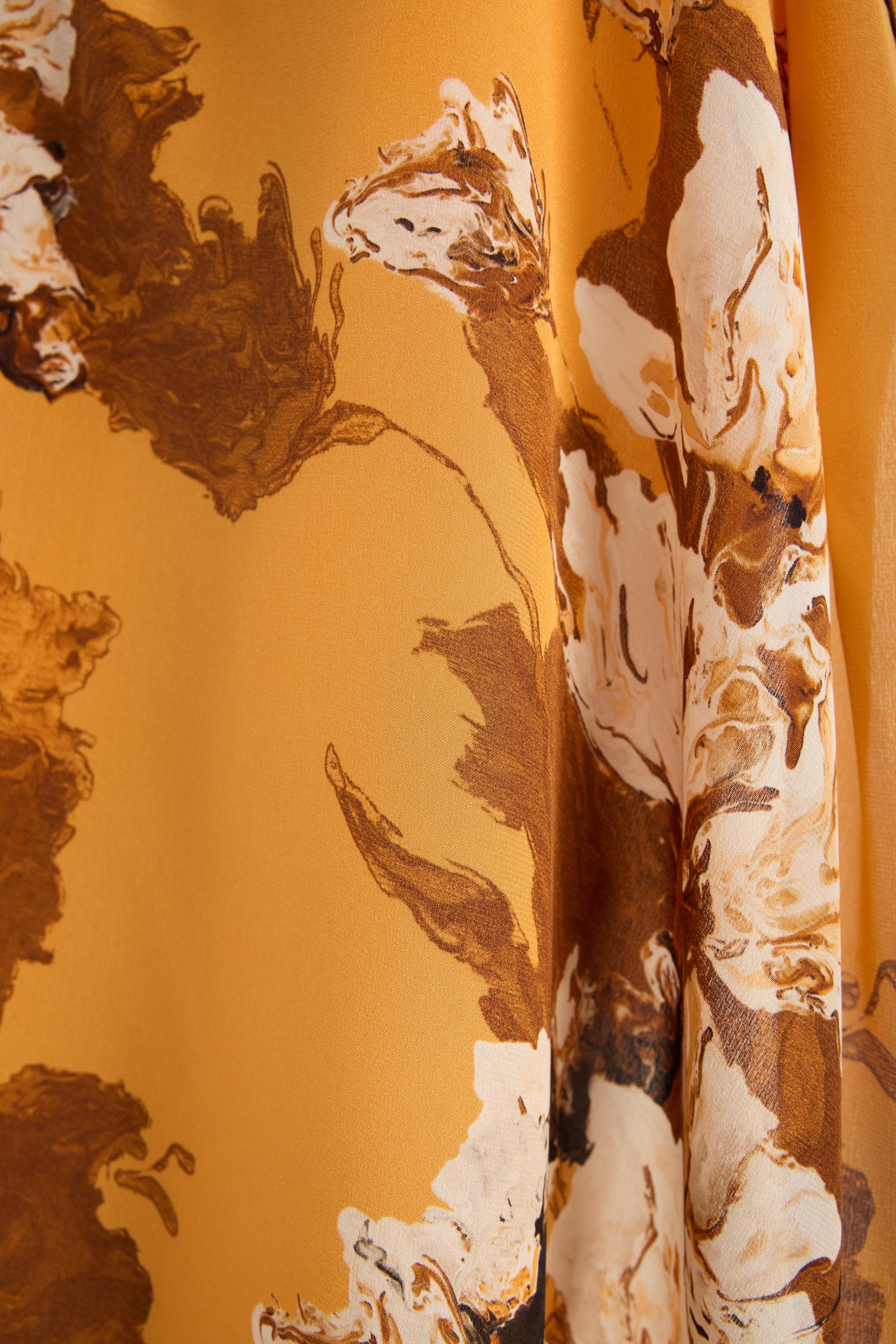 NEVBAHAR KREP İPEK ŞAL 70*190 CM - SAFRAN