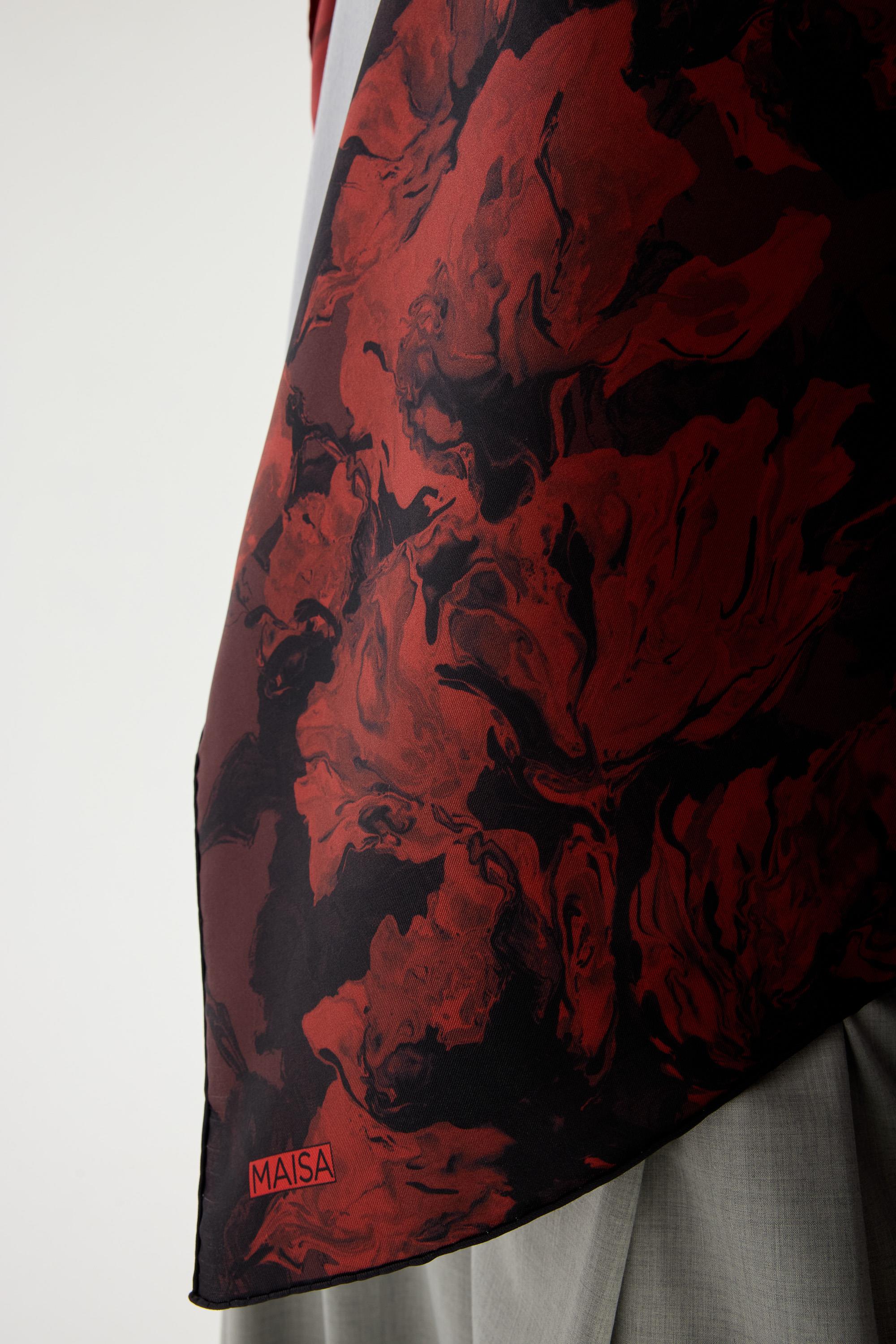 NEVBAHAR TİVİL İPEK EŞARP 90*90 CM - BORDO