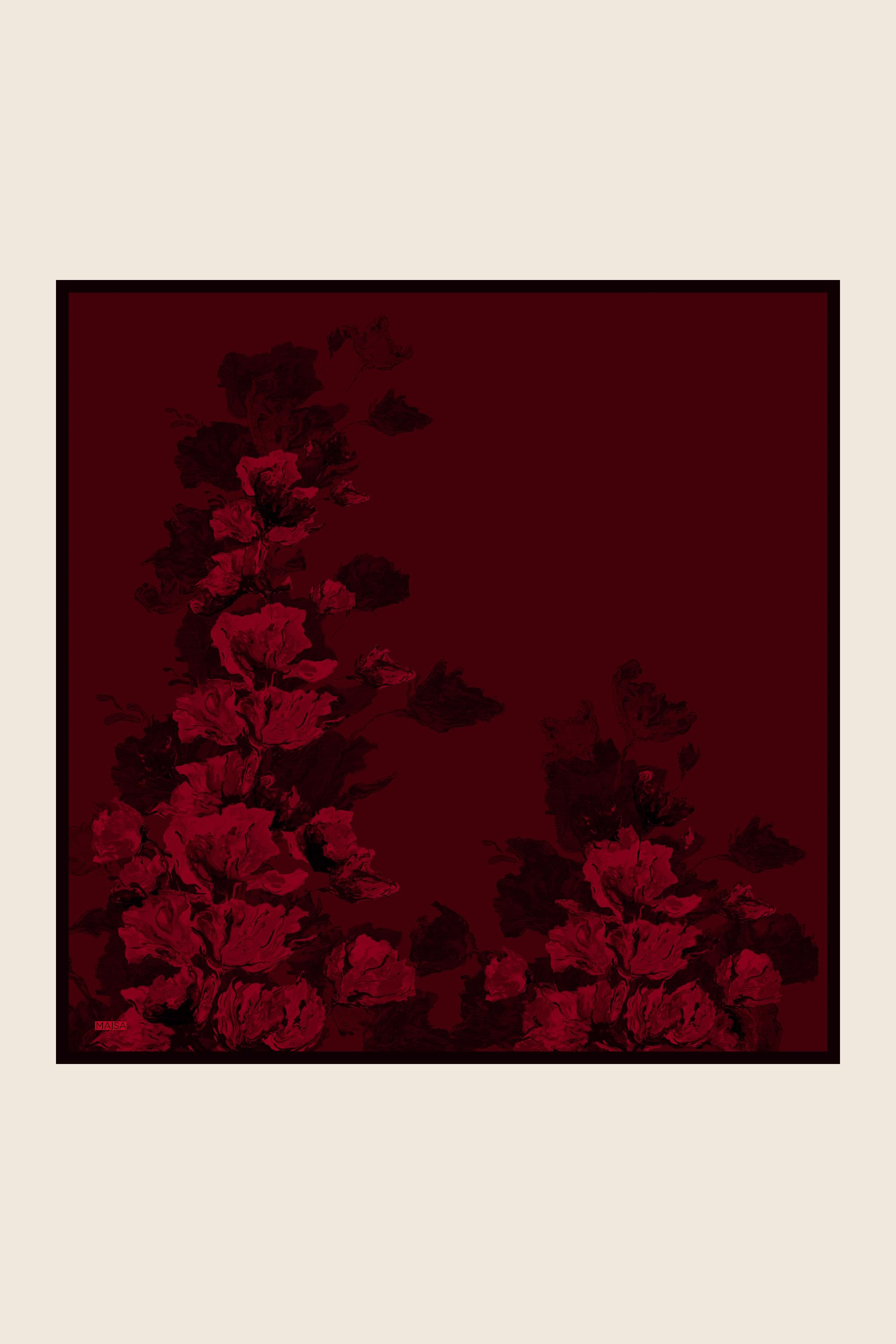 NEVBAHAR TİVİL İPEK EŞARP 90*90 CM - BORDO