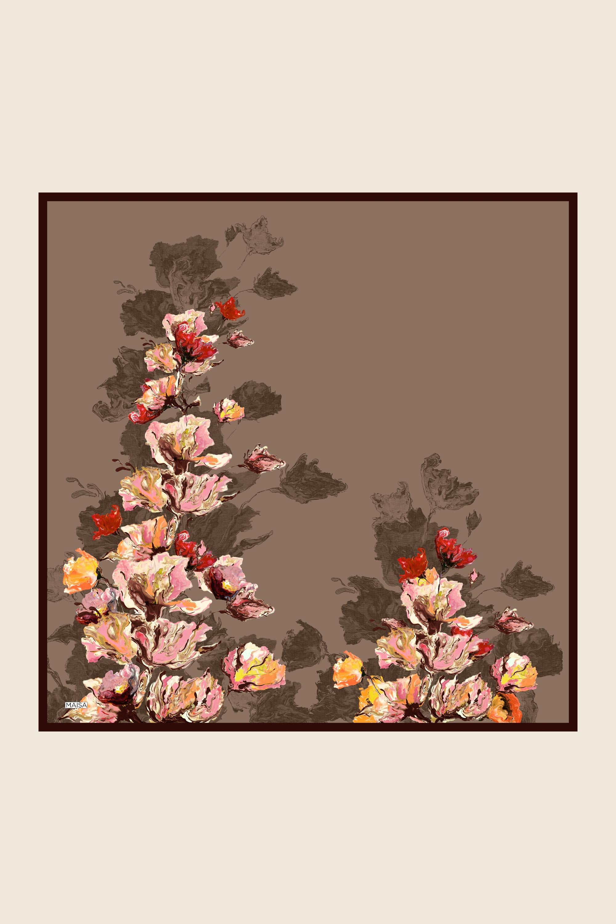 NEVBAHAR TİVİL İPEK EŞARP 90*90 CM - CAMEL