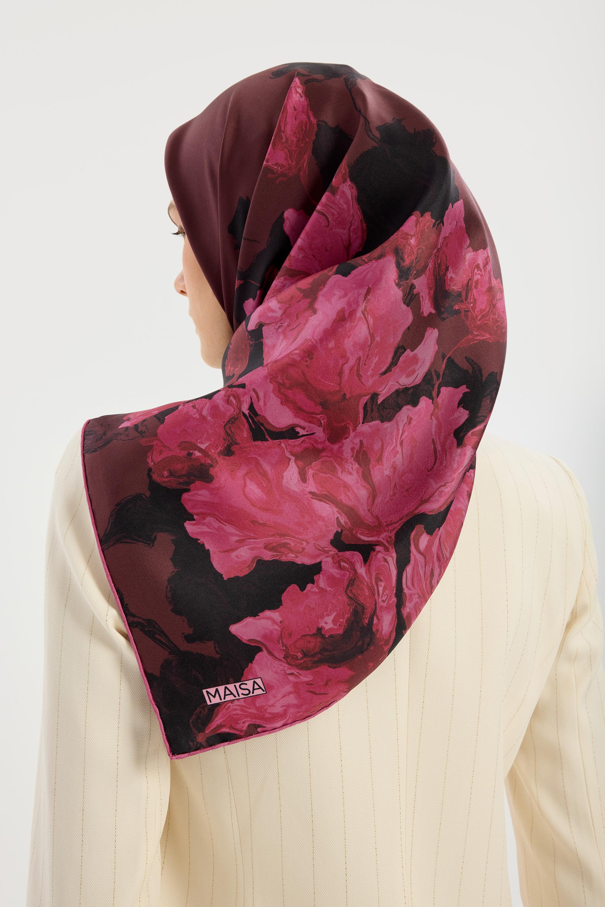 NEVBAHAR TİVİL İPEK EŞARP 90*90 CM - FUŞYA
