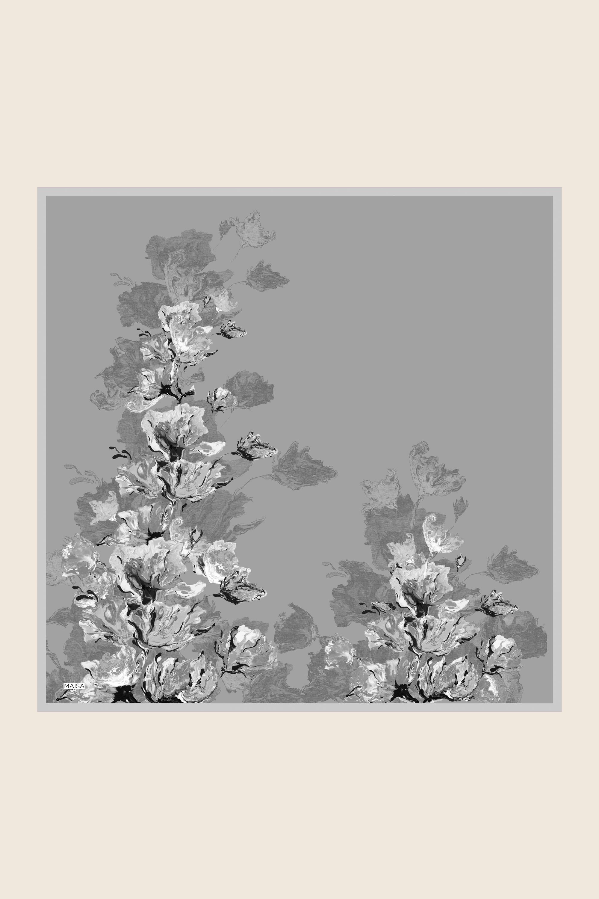 NEVBAHAR TİVİL İPEK EŞARP 90*90 CM - GRİ