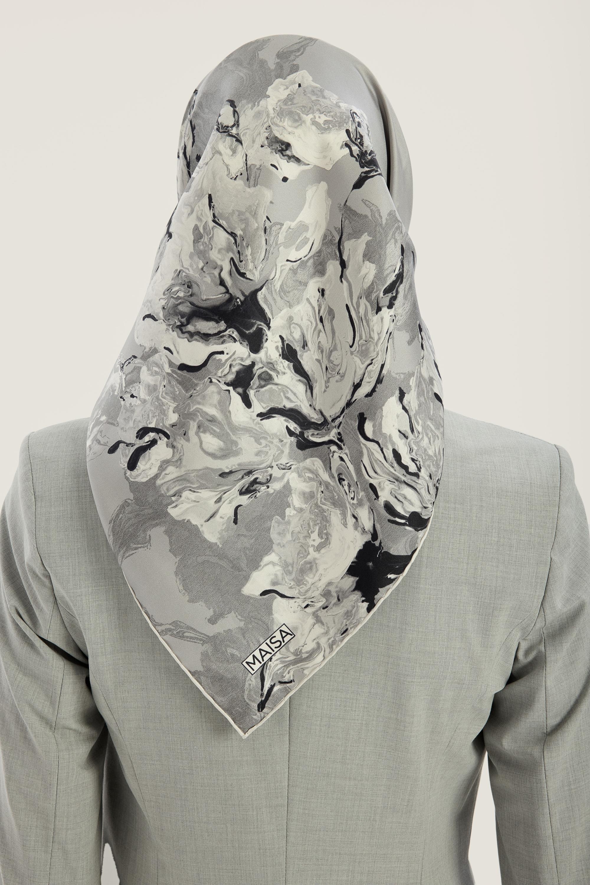 NEVBAHAR TİVİL İPEK EŞARP 90*90 CM - GRİ