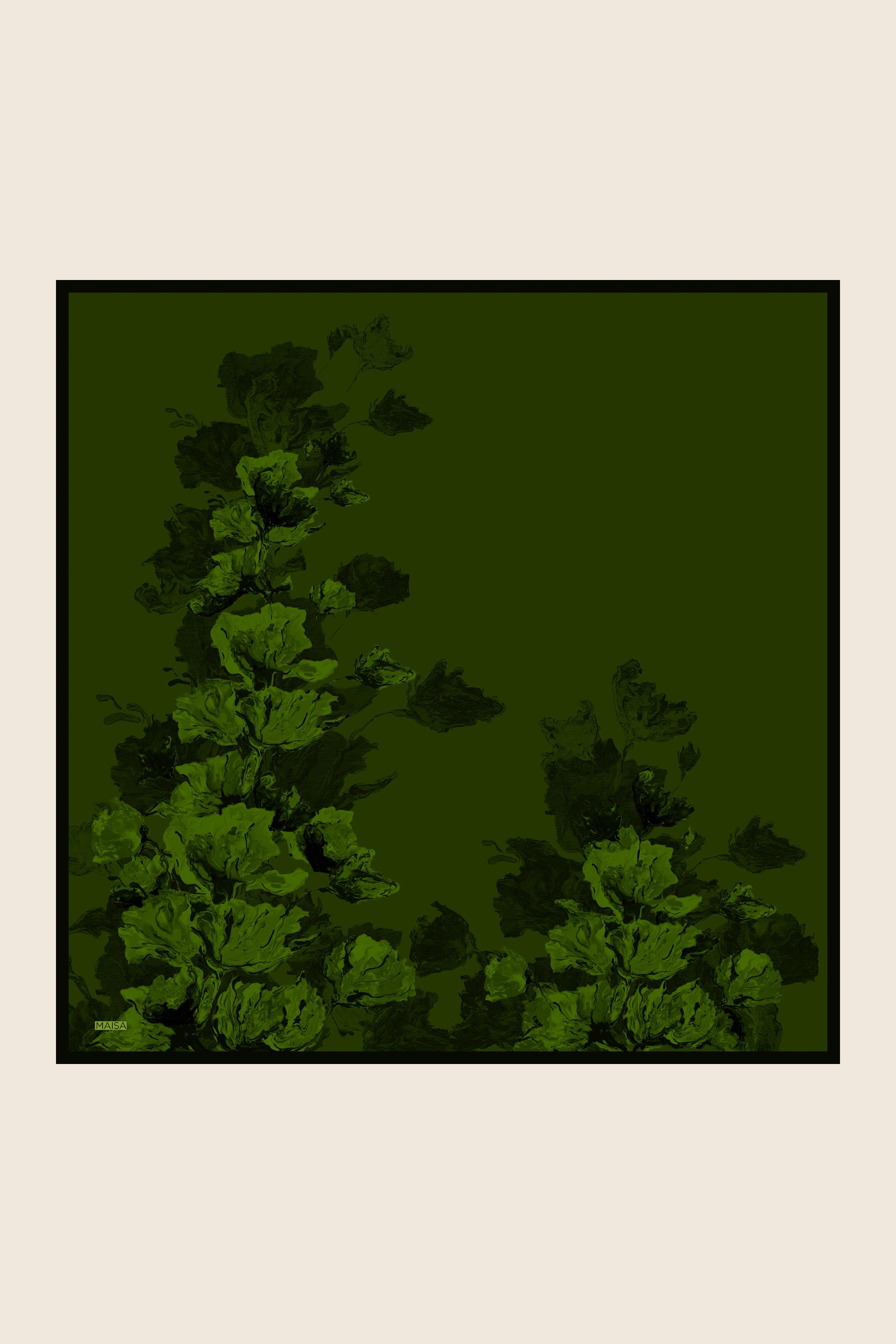 NEVBAHAR TİVİL İPEK EŞARP 90*90 CM - KOYU YEŞİL