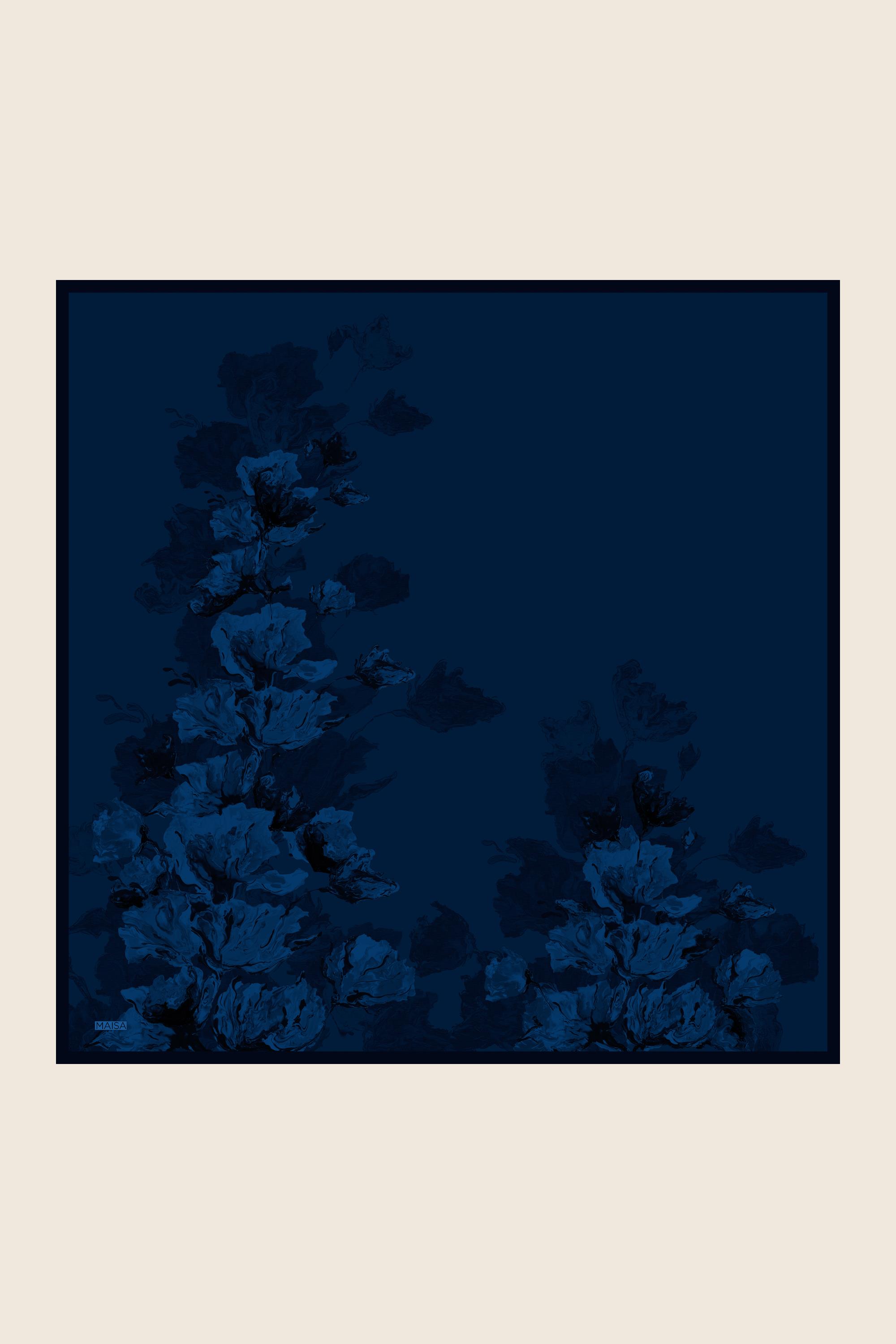 NEVBAHAR TİVİL İPEK EŞARP 90*90 CM - LACİVERT