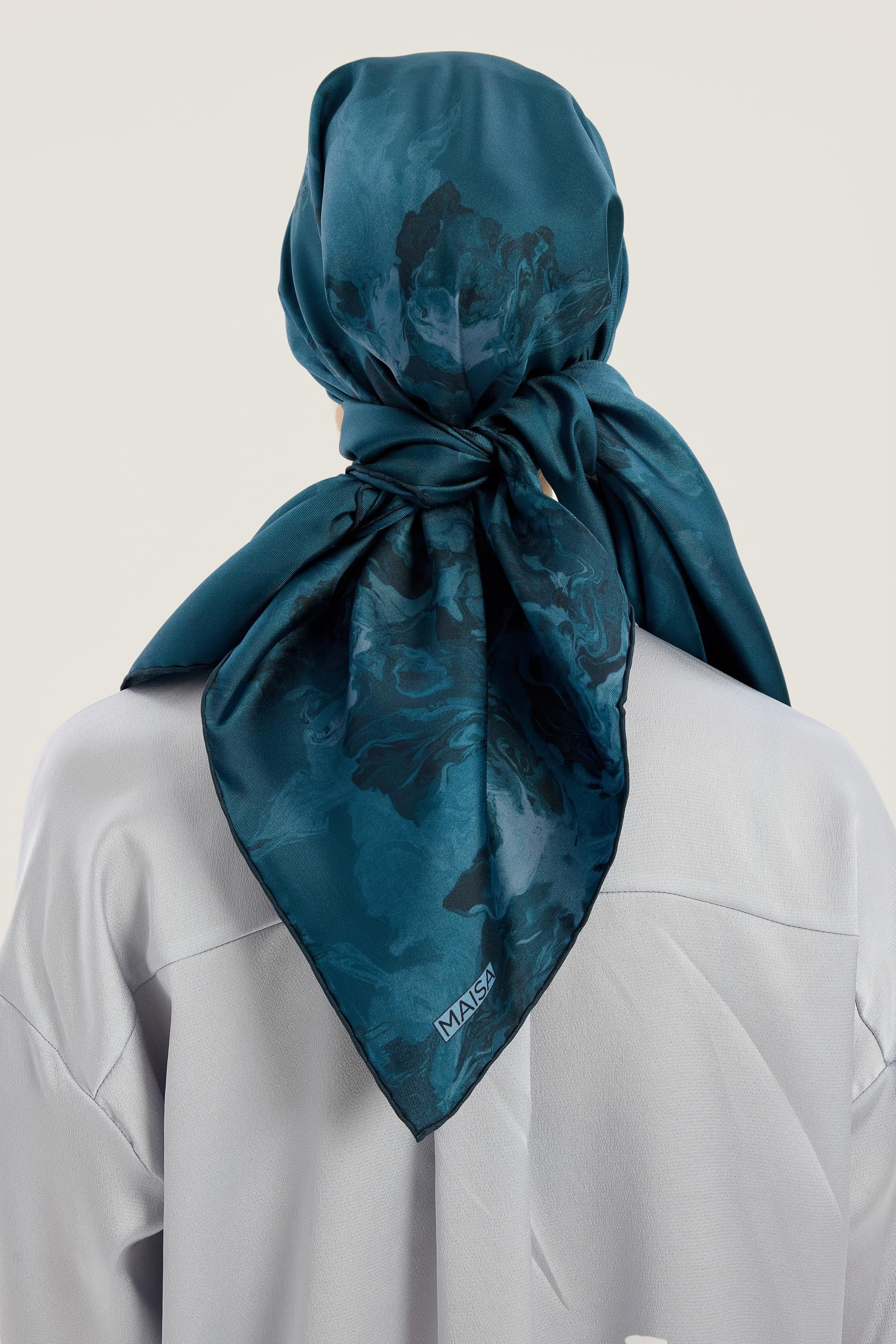 NEVBAHAR TİVİL İPEK EŞARP 90*90 CM - MAVİ