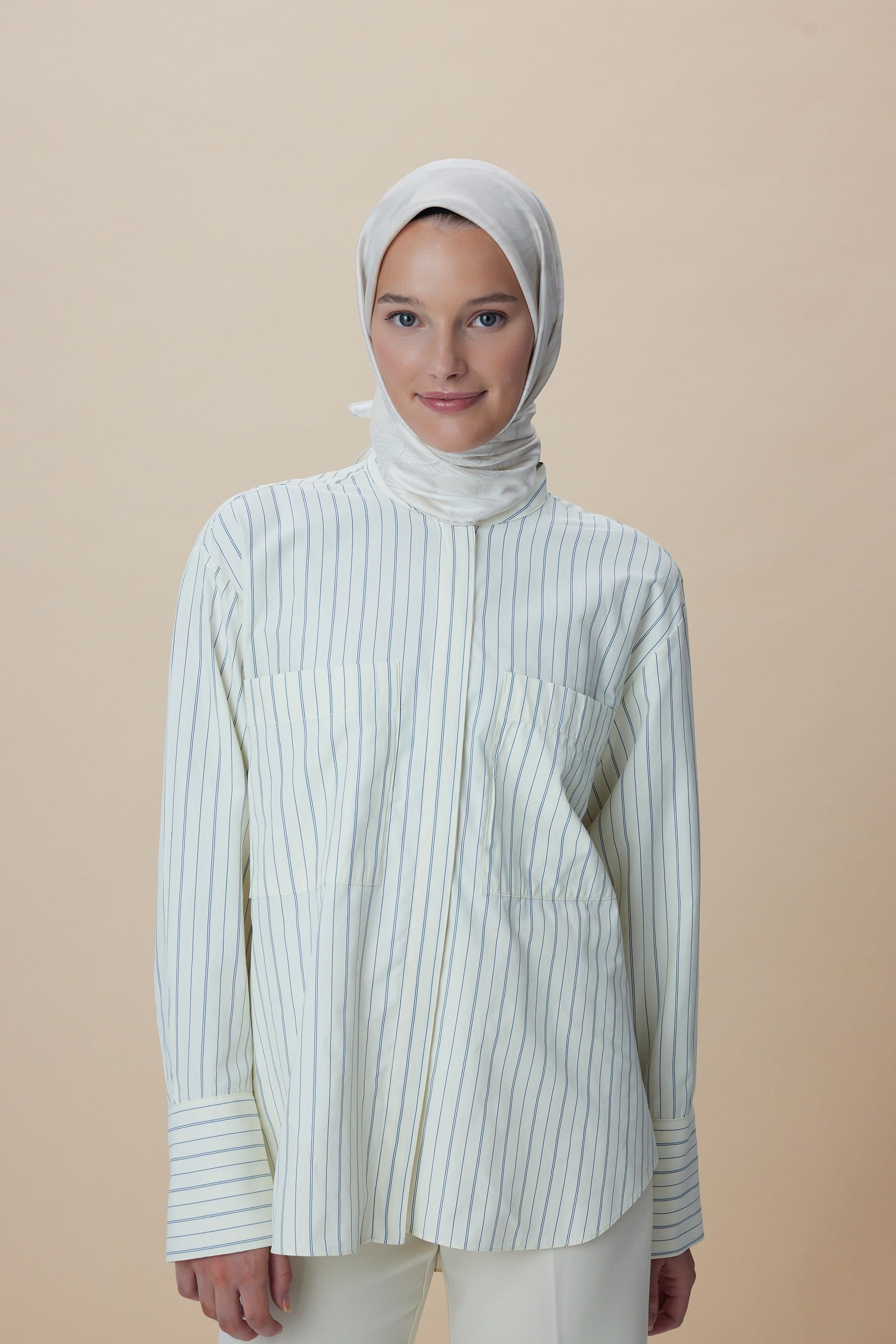 NÜVE TİVİL İPEK EŞARP 90*90 CM - AÇIK BEJ