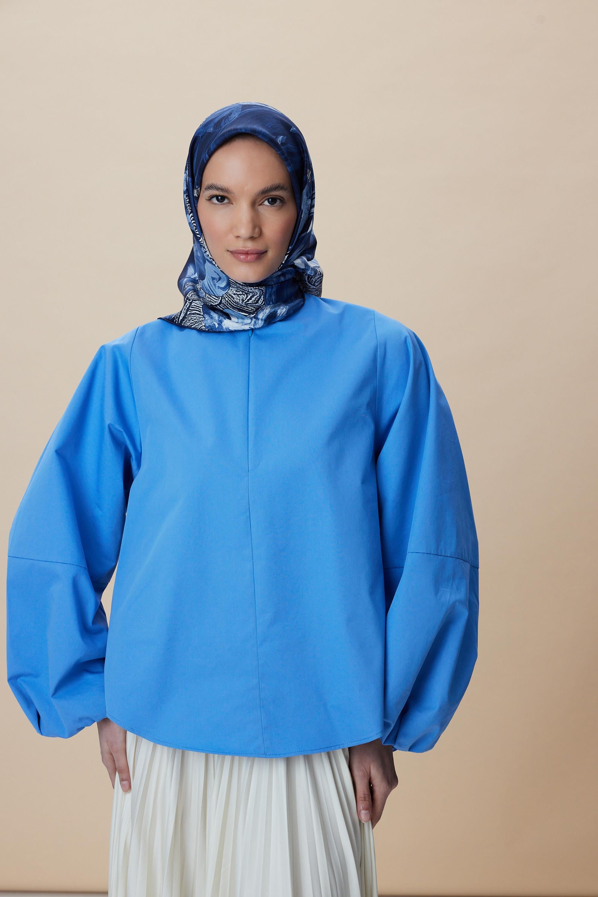 NÜVE TİVİL İPEK EŞARP 90*90 CM - LACİVERT