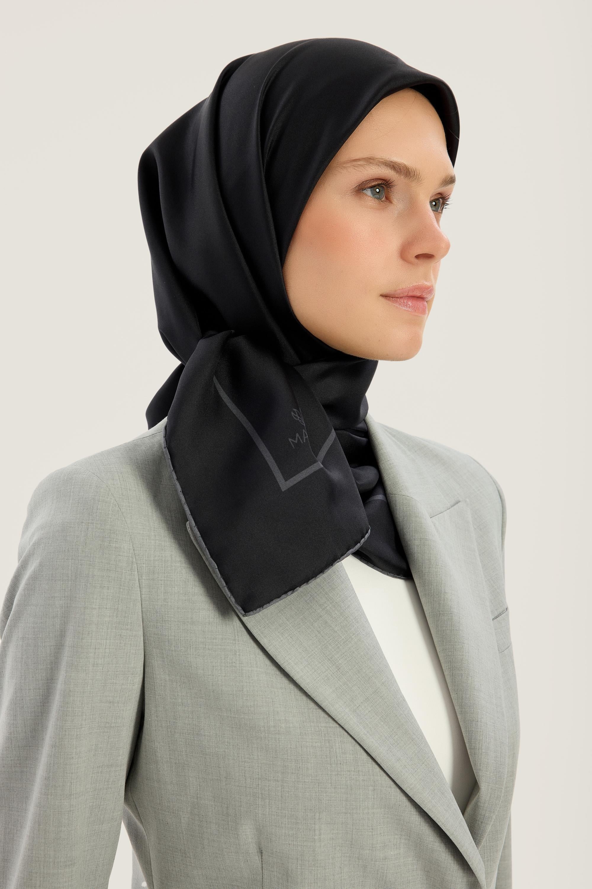 PAK TİVİL İPEK EŞARP 90*90 CM - ANTRASİT