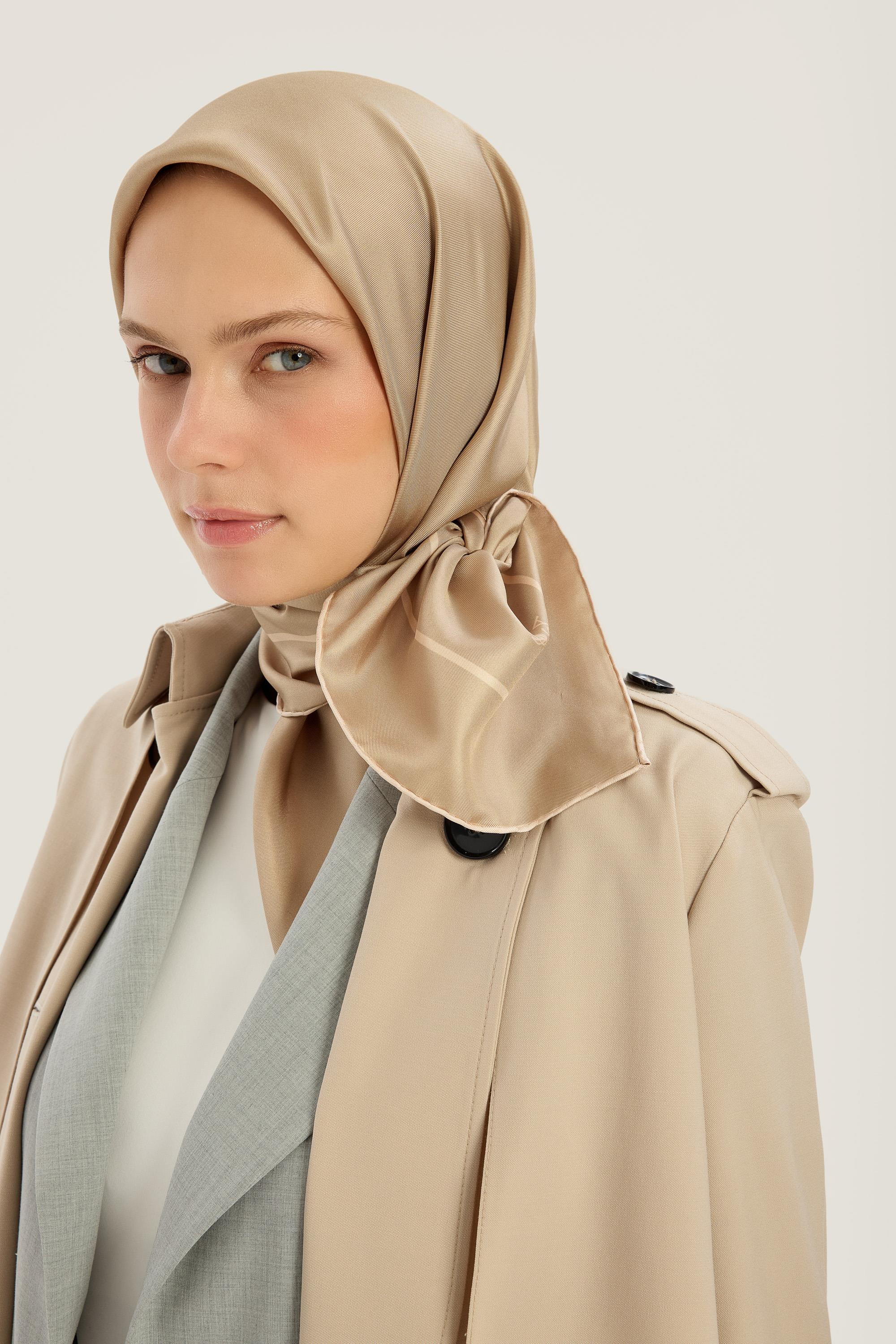 PAK TİVİL İPEK EŞARP 90*90 CM - CAMEL