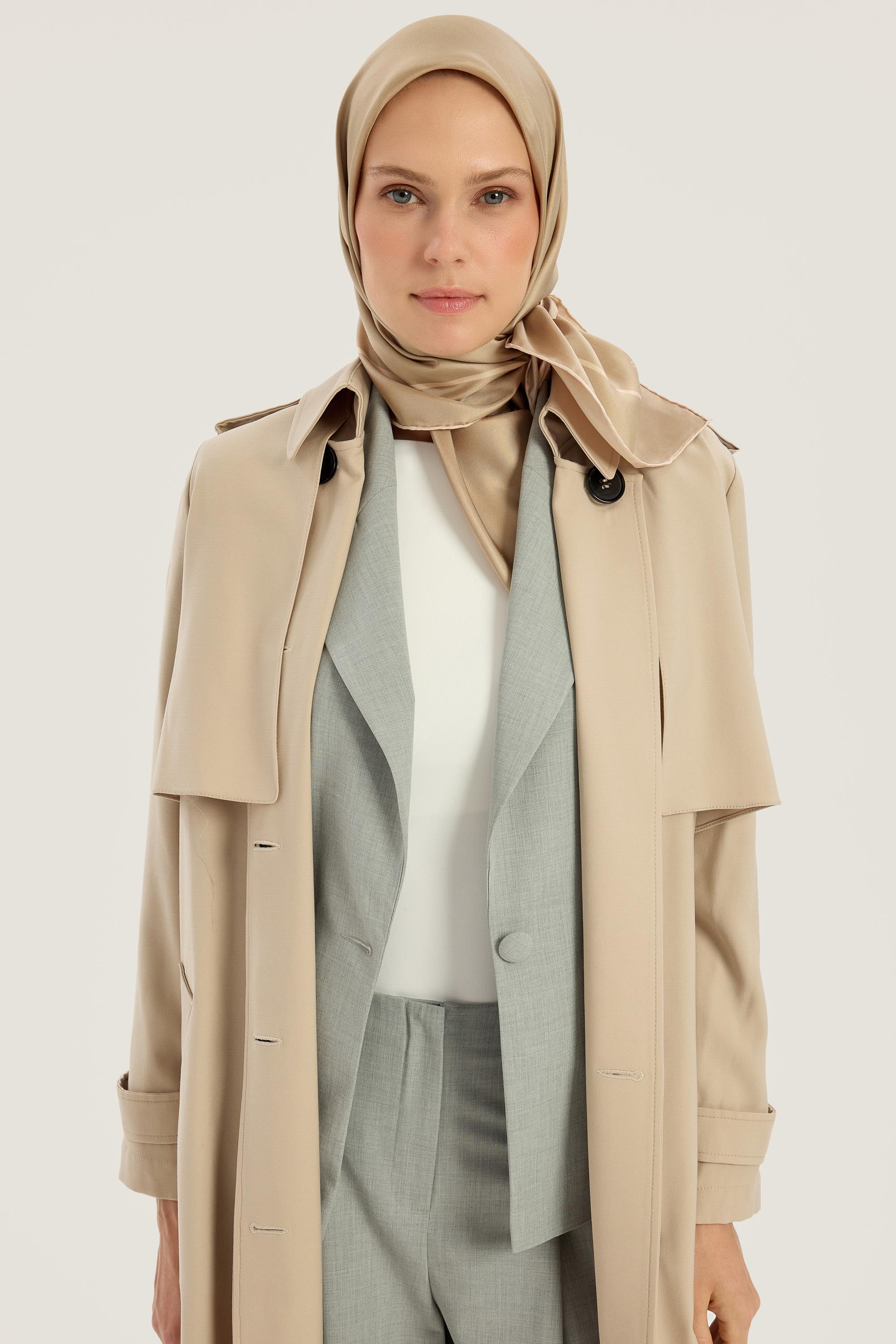 PAK TİVİL İPEK EŞARP 90*90 CM - CAMEL