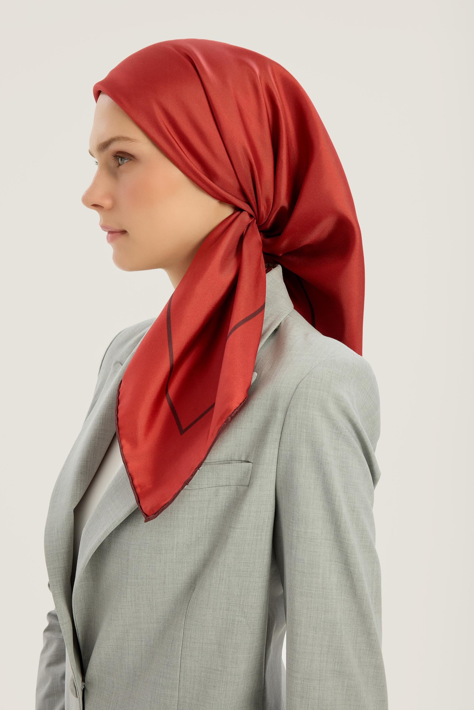 PAK TİVİL İPEK EŞARP 90*90 CM - KIRMIZI