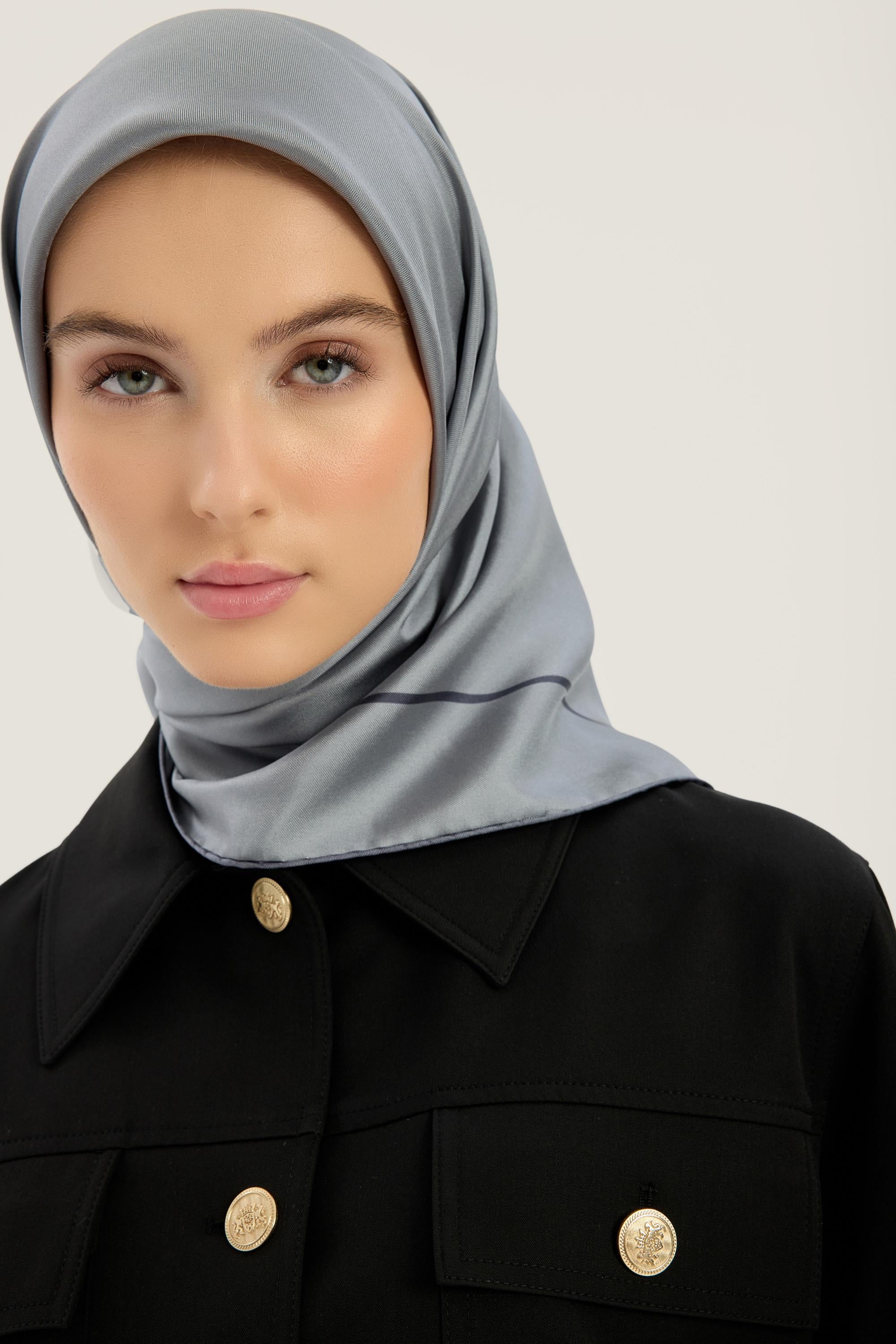 PAK TİVİL İPEK EŞARP 90*90 CM - KOYU GRİ