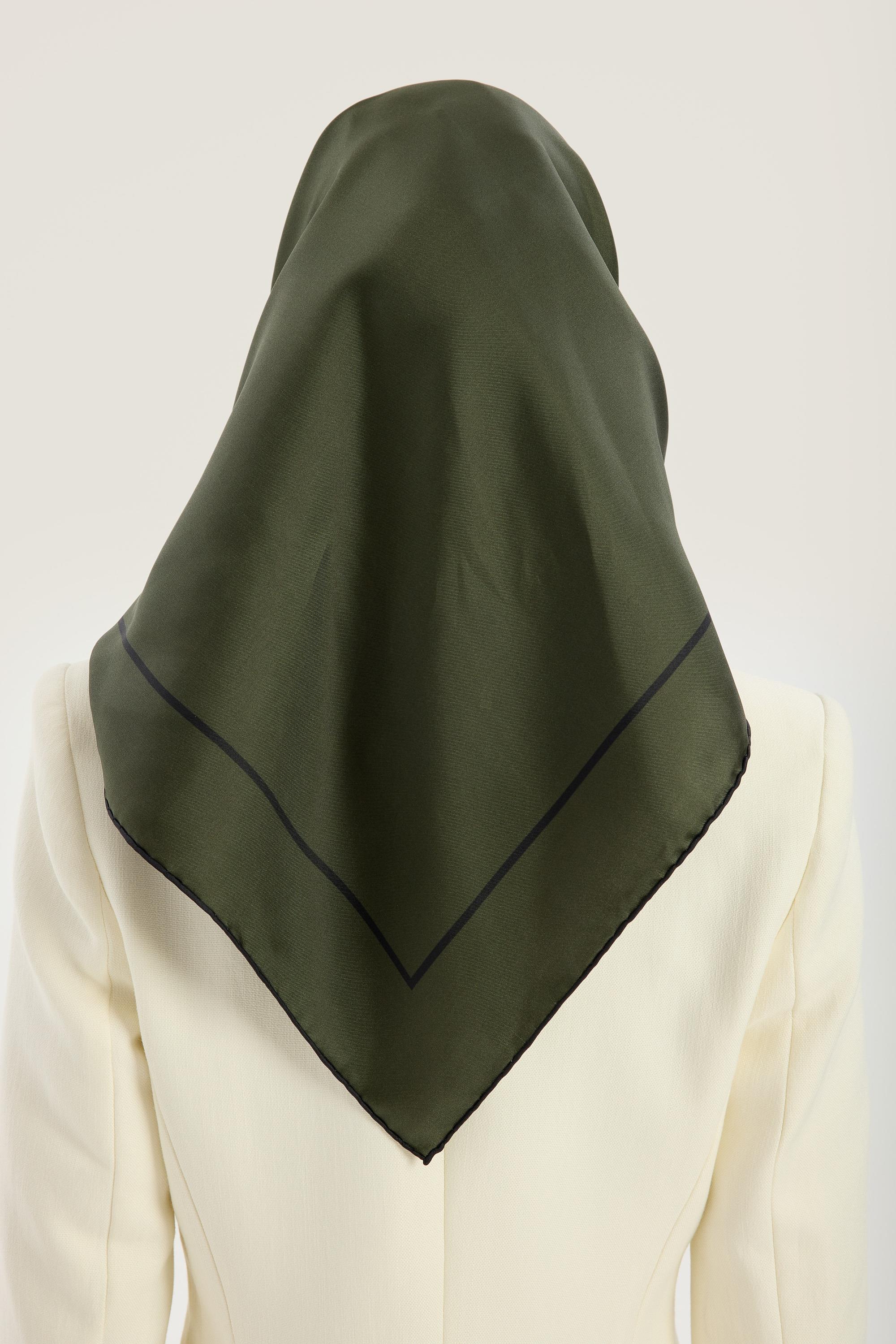 PAK TİVİL İPEK EŞARP 90*90 CM - KOYU YEŞİL