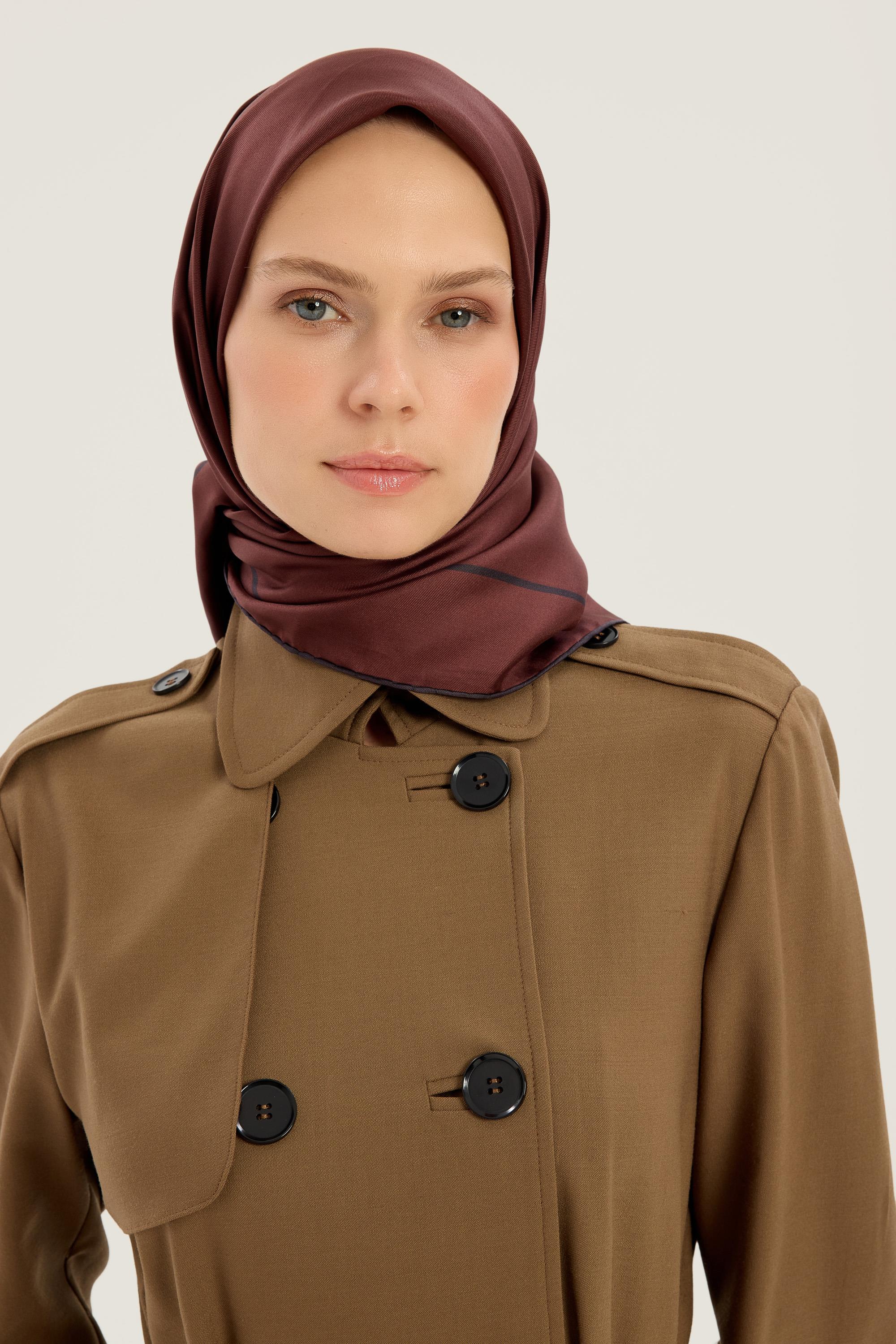 PAK TİVİL İPEK EŞARP 90*90 CM - TABA