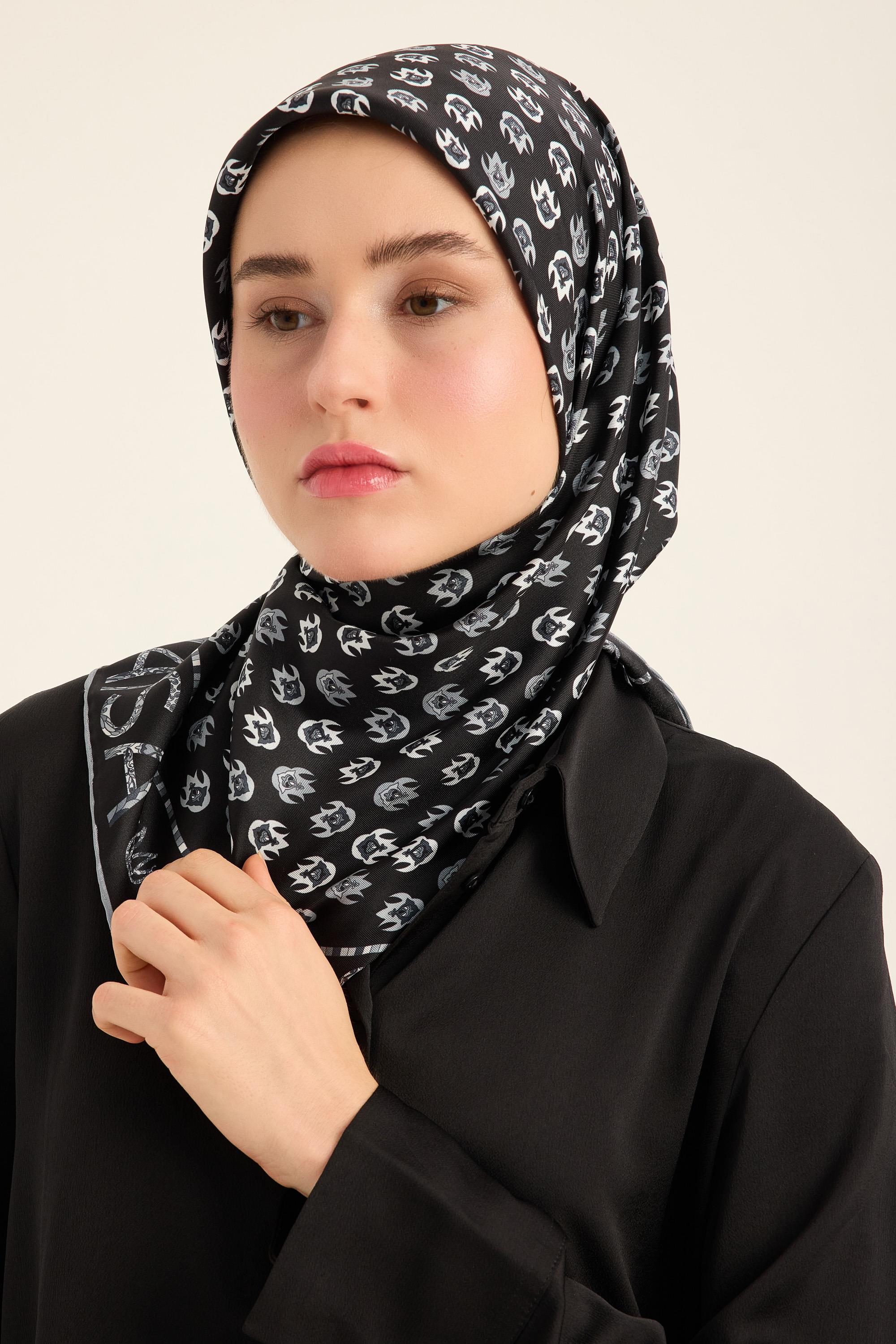 PARE TİVİL İPEK EŞARP 90*90 CM - ANTRASİT