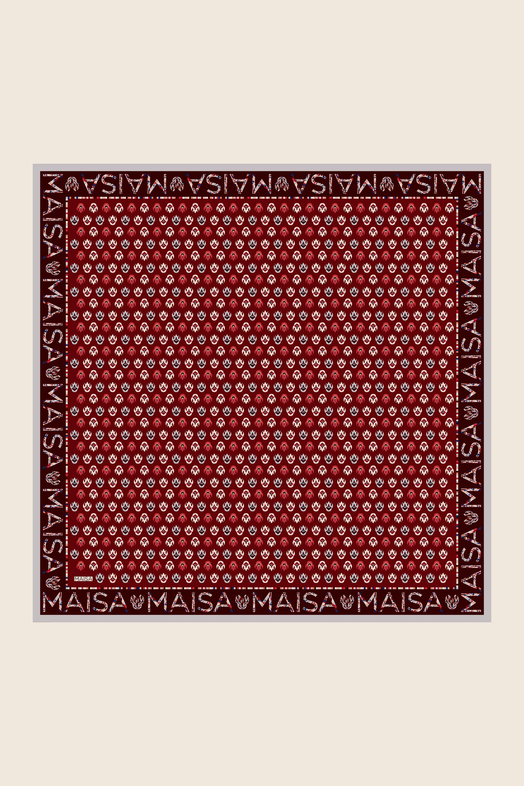 PARE TİVİL İPEK EŞARP 90*90 CM - BORDO