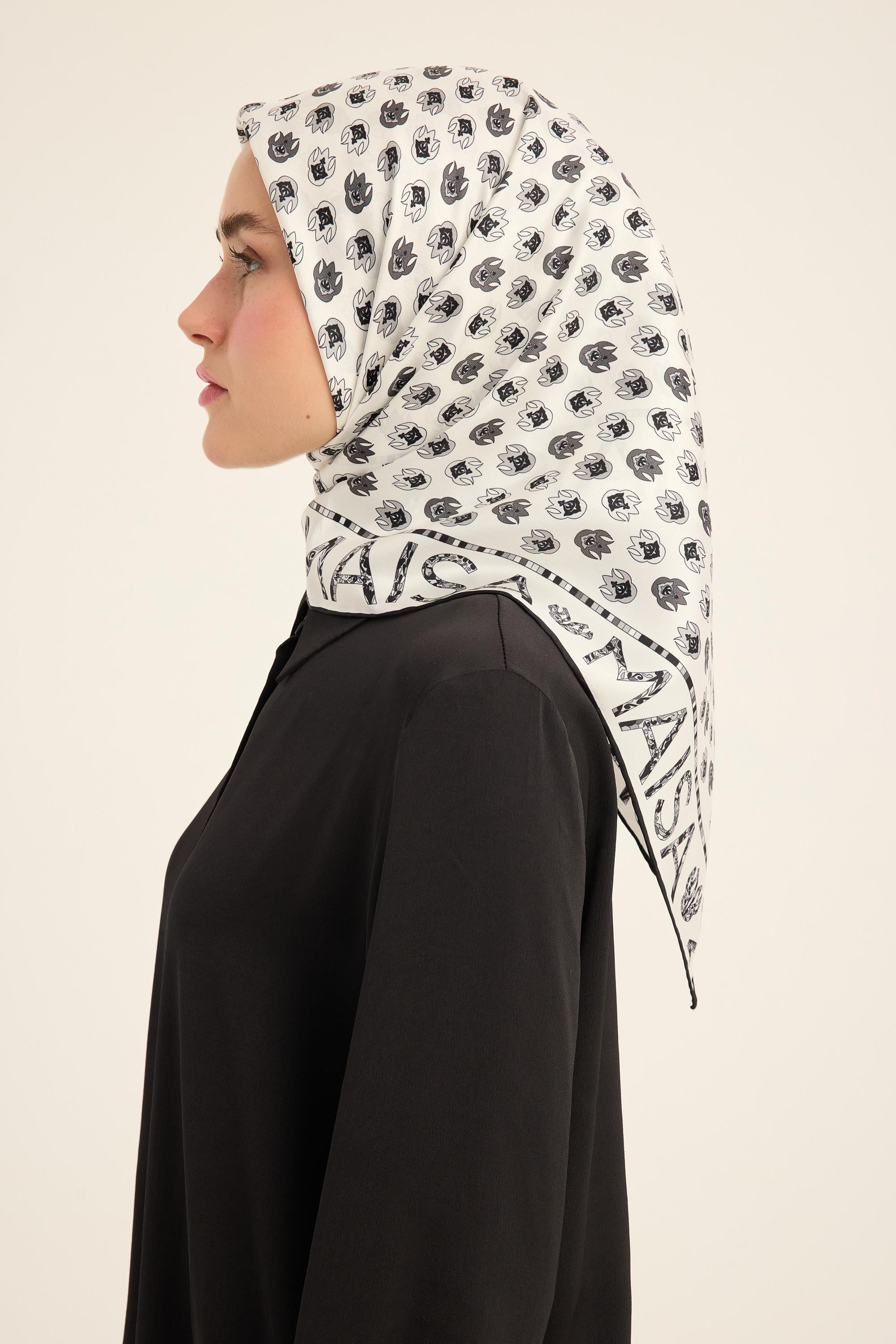 PARE TİVİL İPEK EŞARP 90*90 CM - EKRU