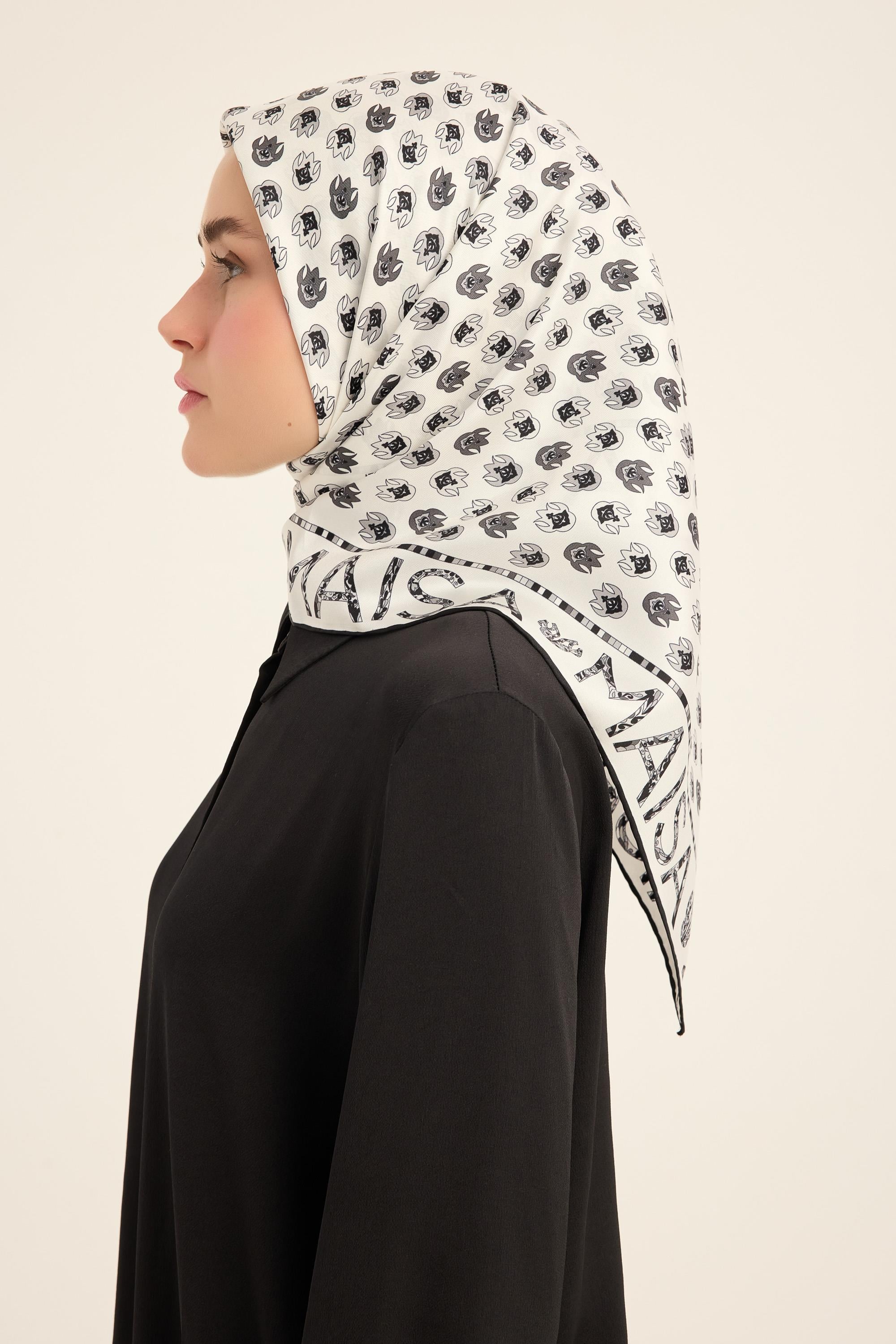 PARE TİVİL İPEK EŞARP 90*90 CM - EKRU