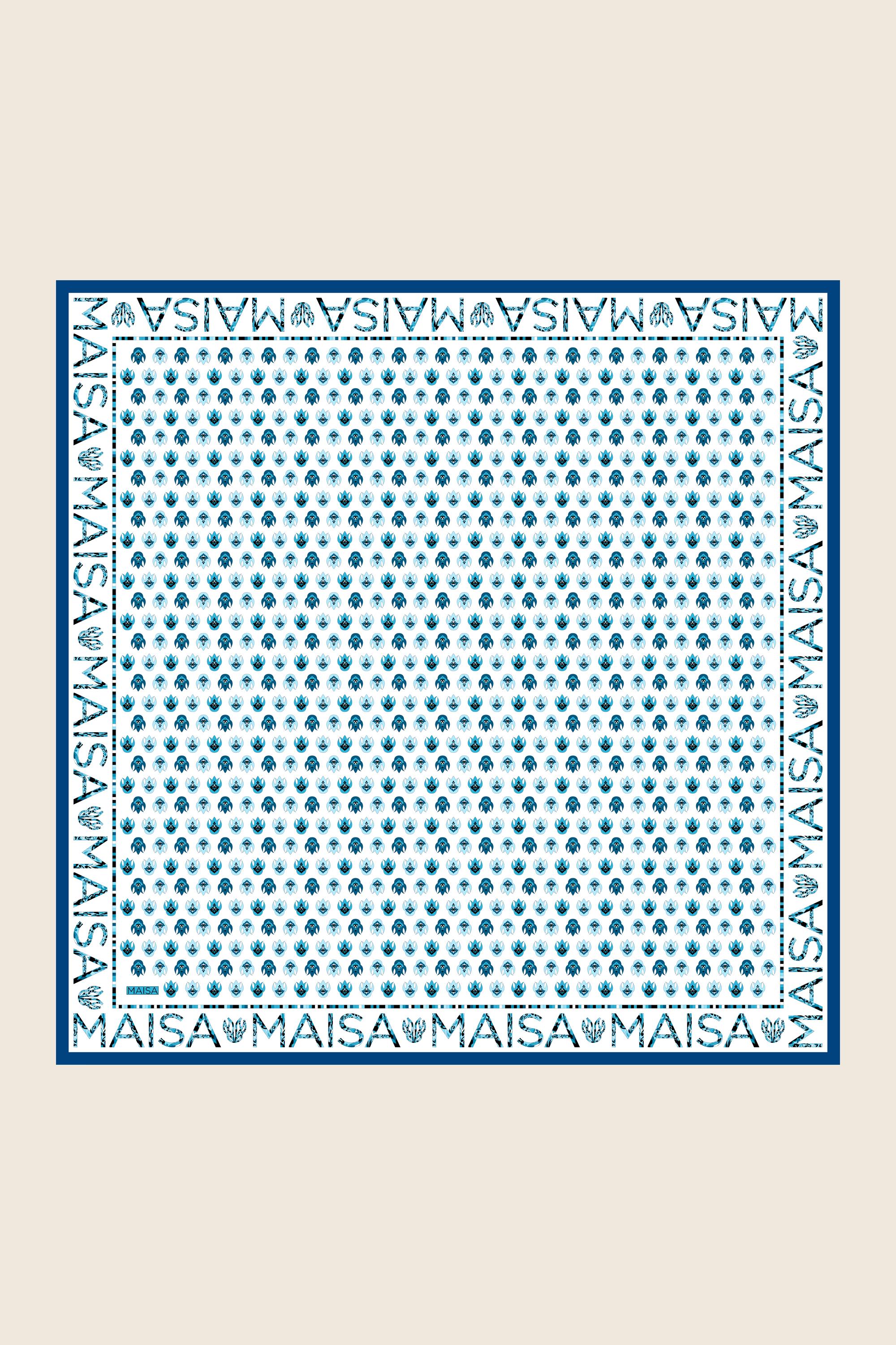 PARE TİVİL İPEK EŞARP 90*90 CM - MAVİ
