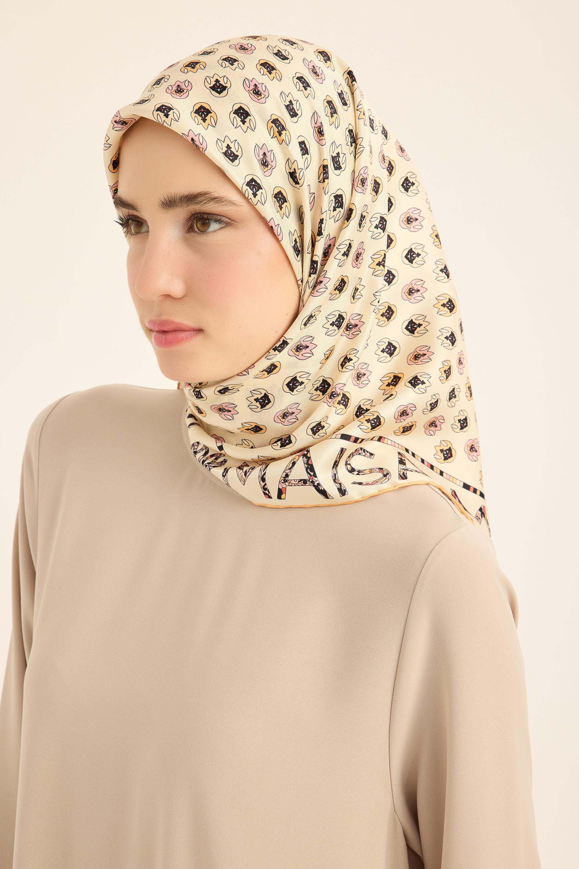 PARE TİVİL İPEK EŞARP 90*90 CM - SARI