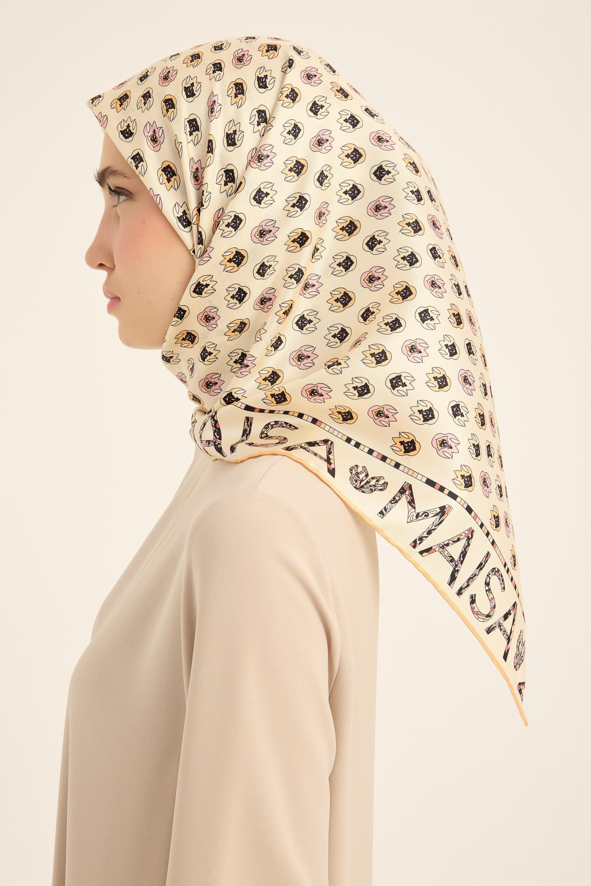 PARE TİVİL İPEK EŞARP 90*90 CM - SARI