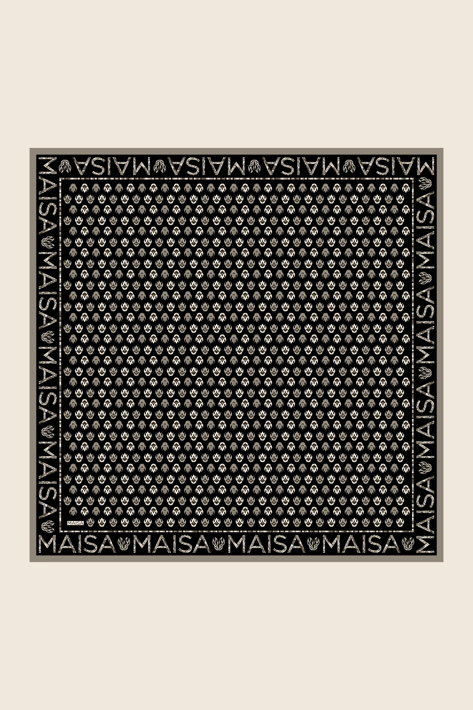 PARE TİVİL İPEK EŞARP 90*90 CM - SİYAH