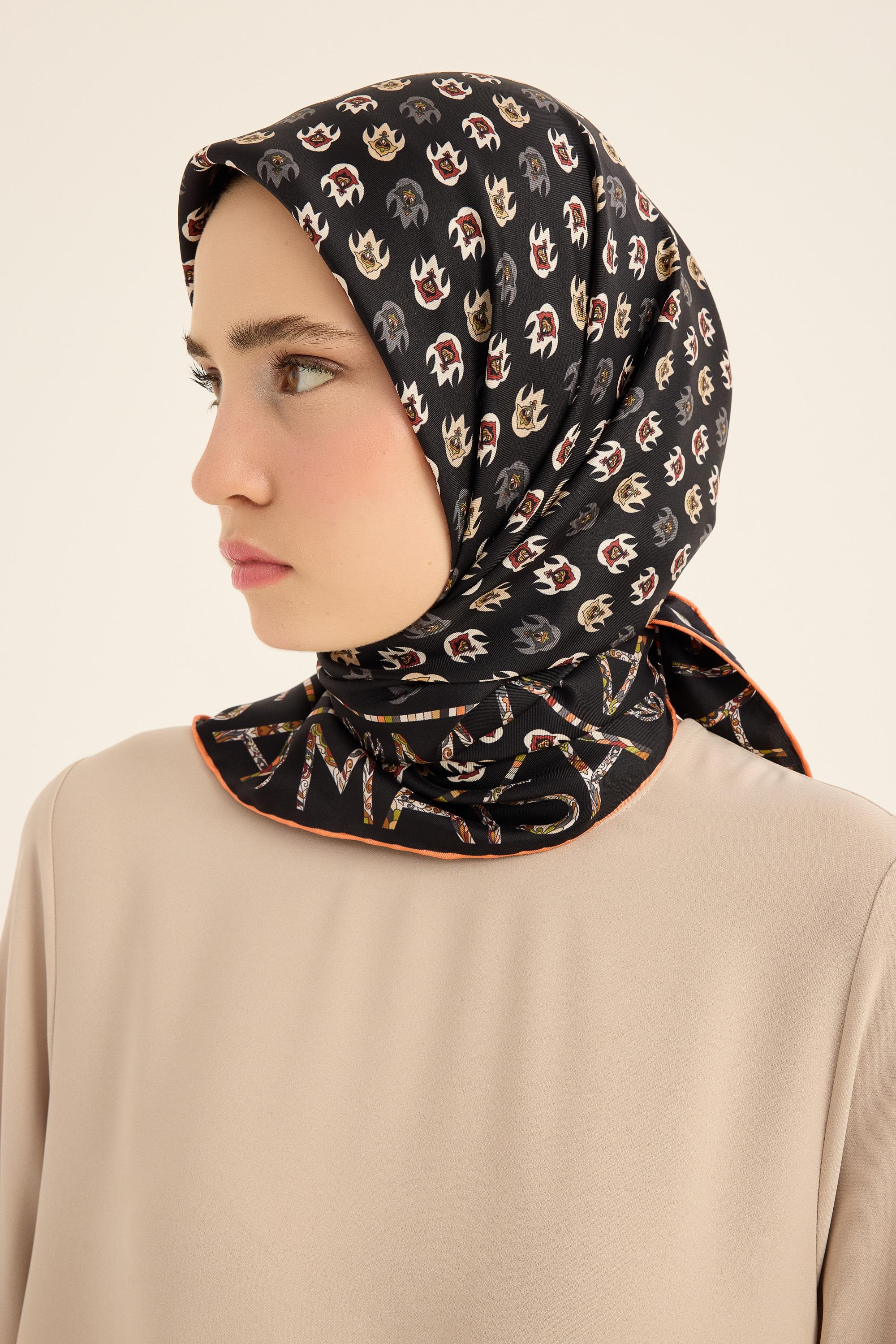 PARE TİVİL İPEK EŞARP 90*90 CM - TURUNCU