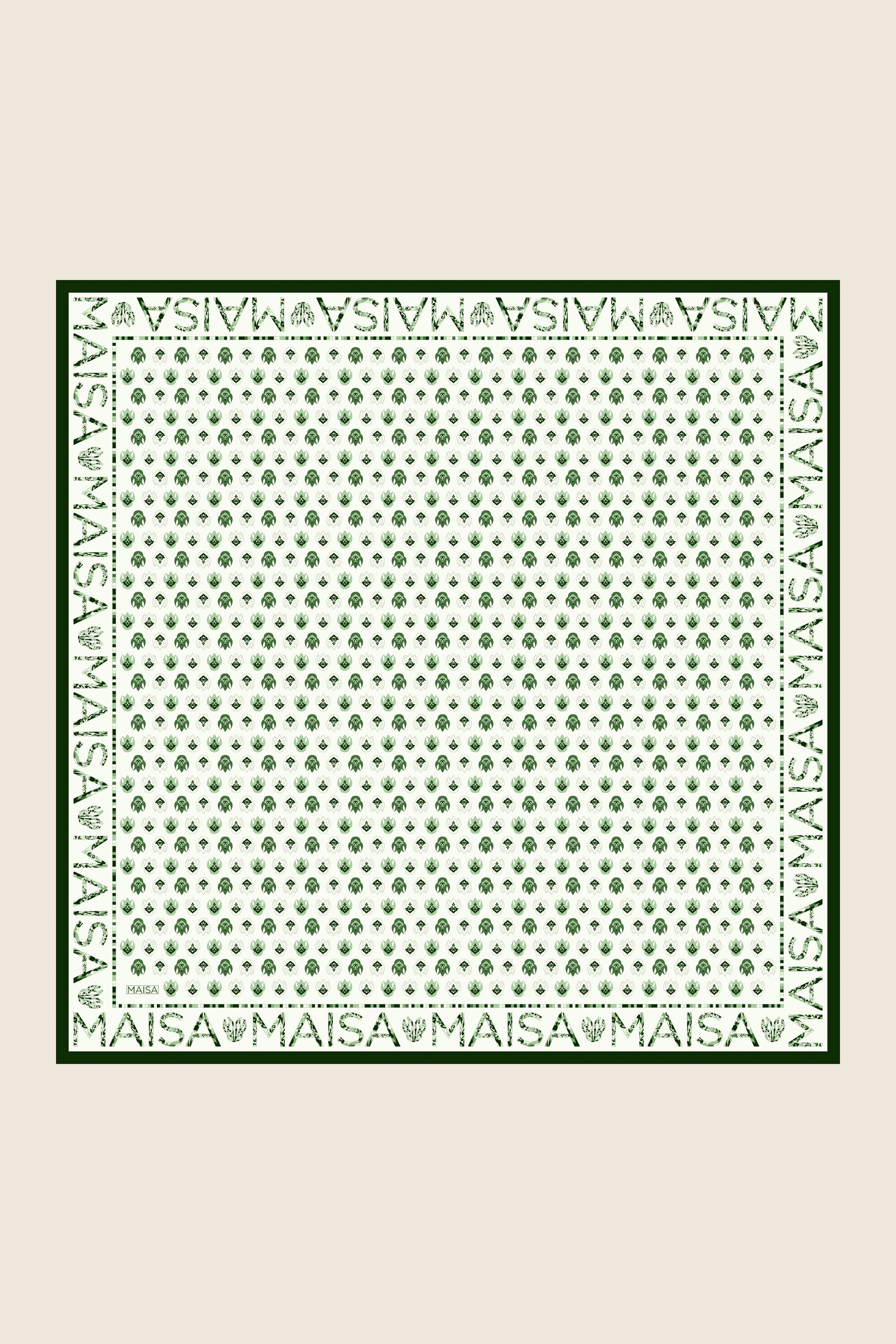 PARE TİVİL İPEK EŞARP 90*90 CM - YEŞİL